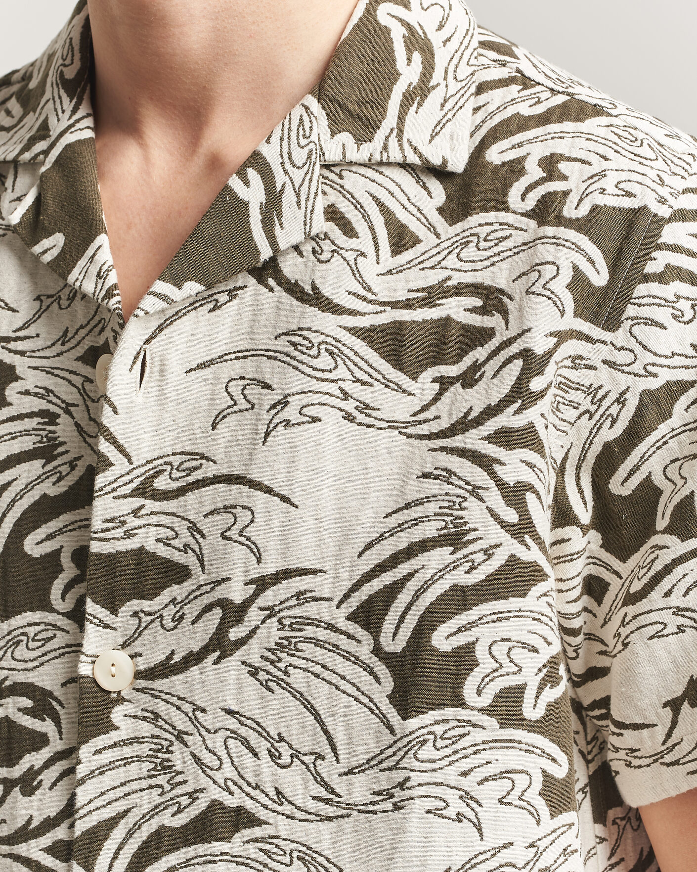 Mies | Kauluspaidat | OAS | Cuba Short Sleeve Shirt Rouge Ecru