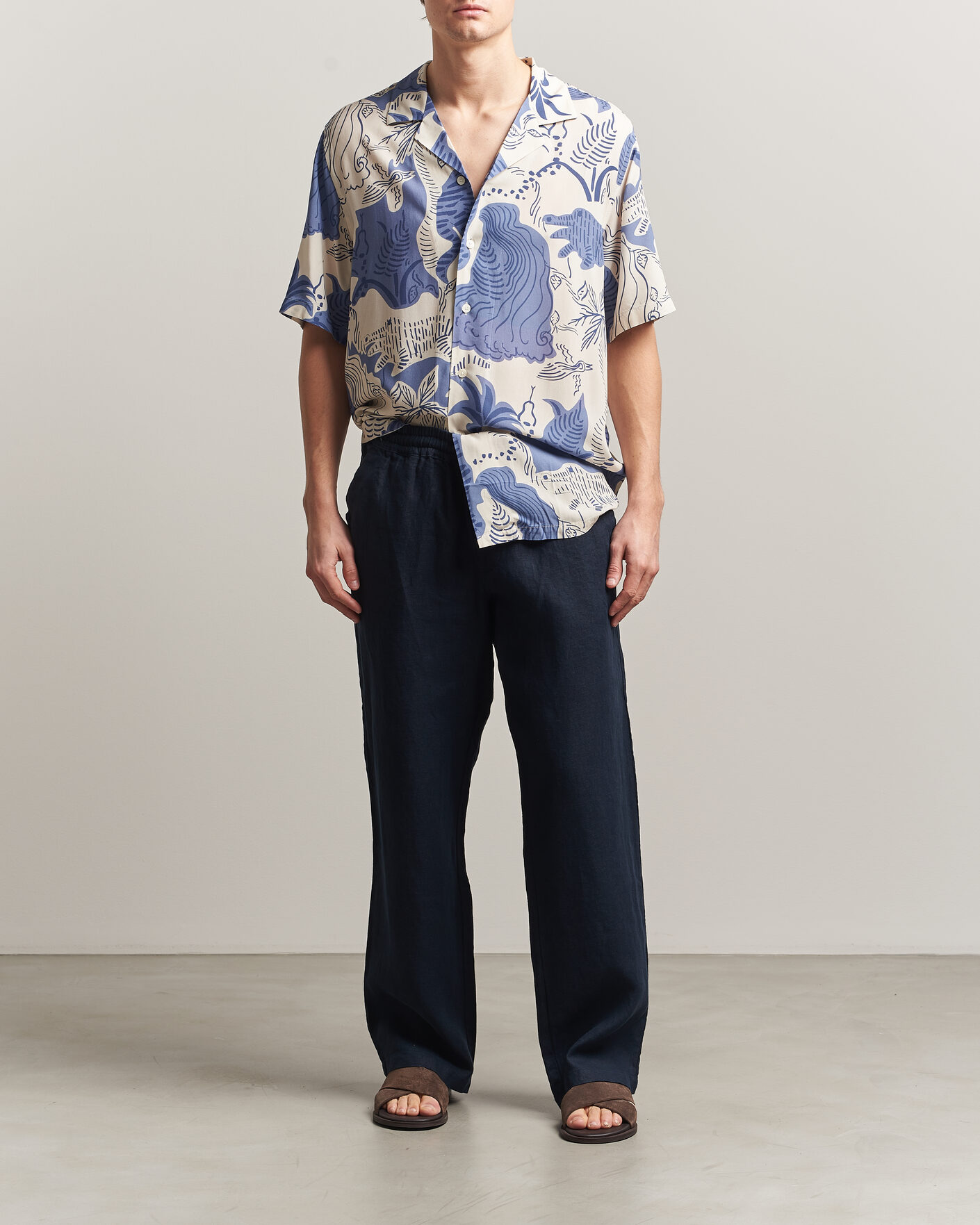 Mies | Kauluspaidat | OAS | Rocco Viscose Short Sleeve Shirt Mystea