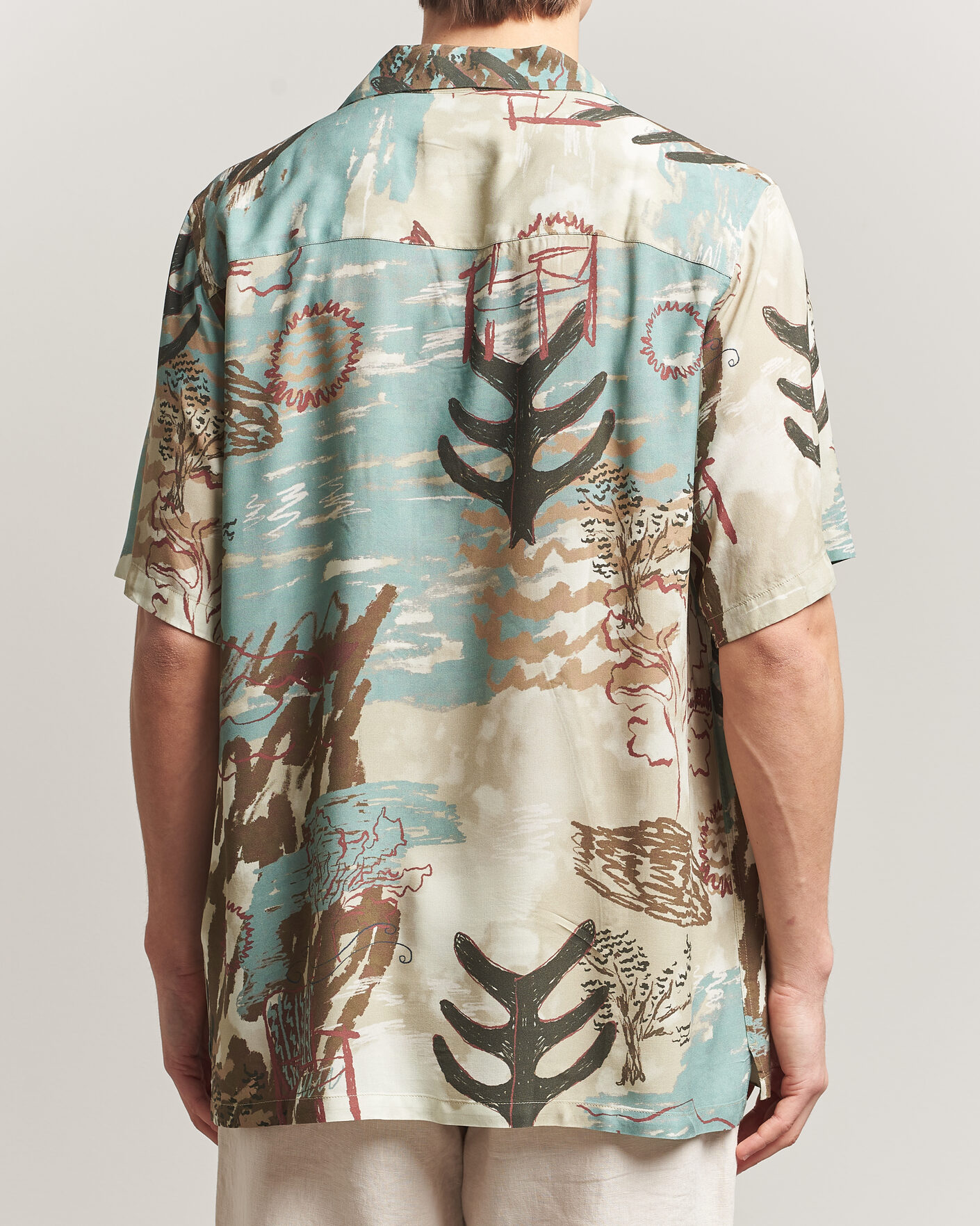 Mies | Kauluspaidat | OAS | Rocco Viscose Short Sleeve Shirt Montara