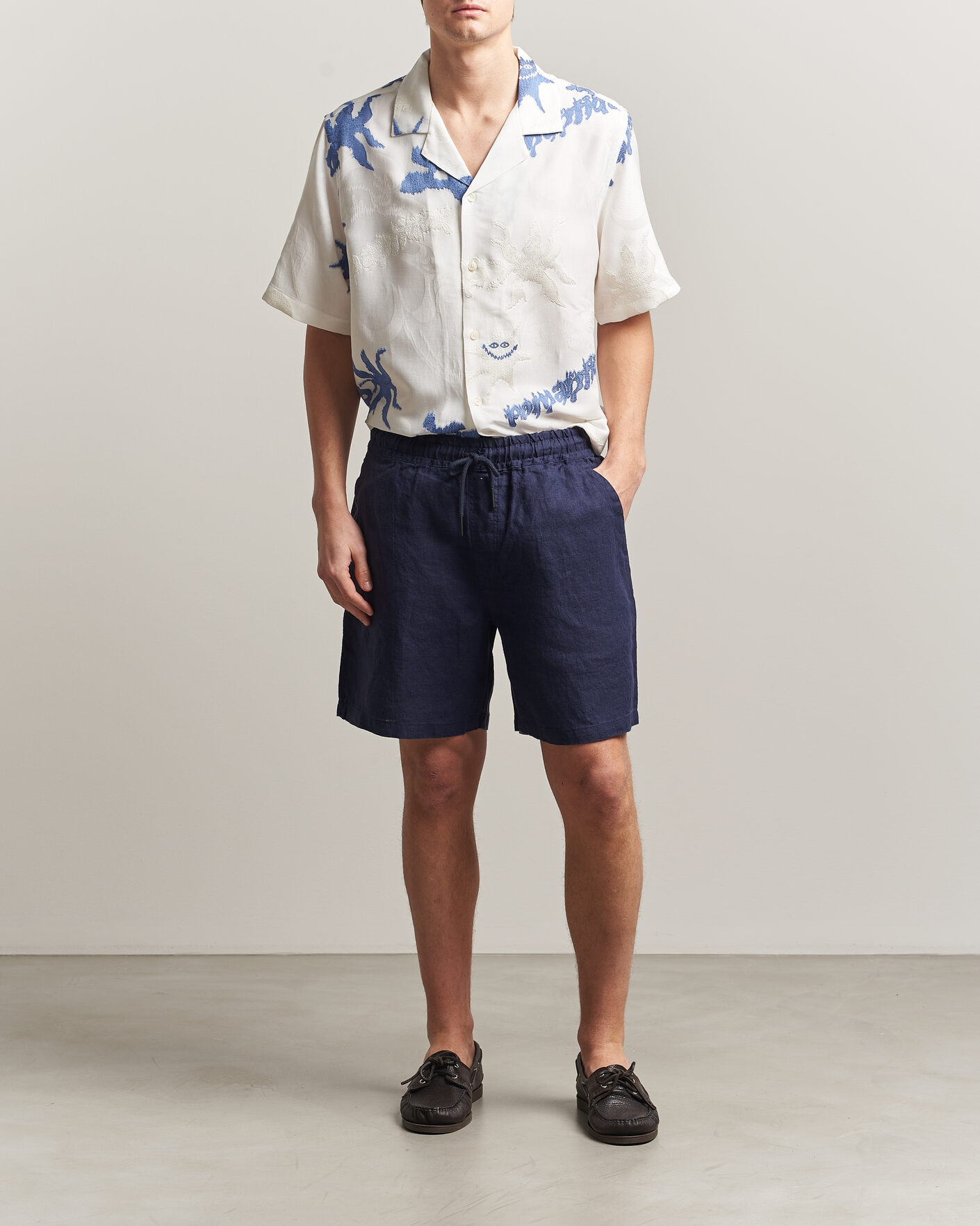 Mies | Kauluspaidat | OAS | Rocco Lyocell Mix Short Sleeve Shirt Romantique