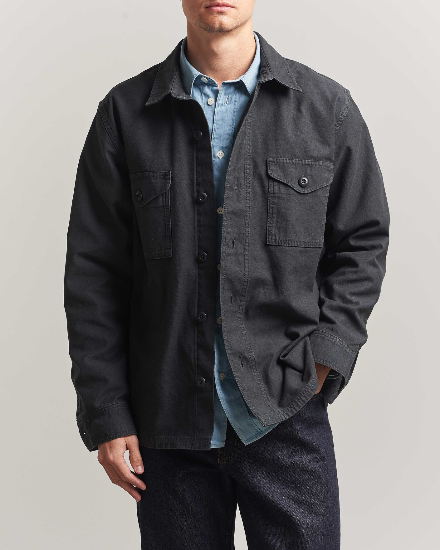 Mies | Kauluspaidat | Filson | Reverse Sateen Jac-Shirt Washed Black