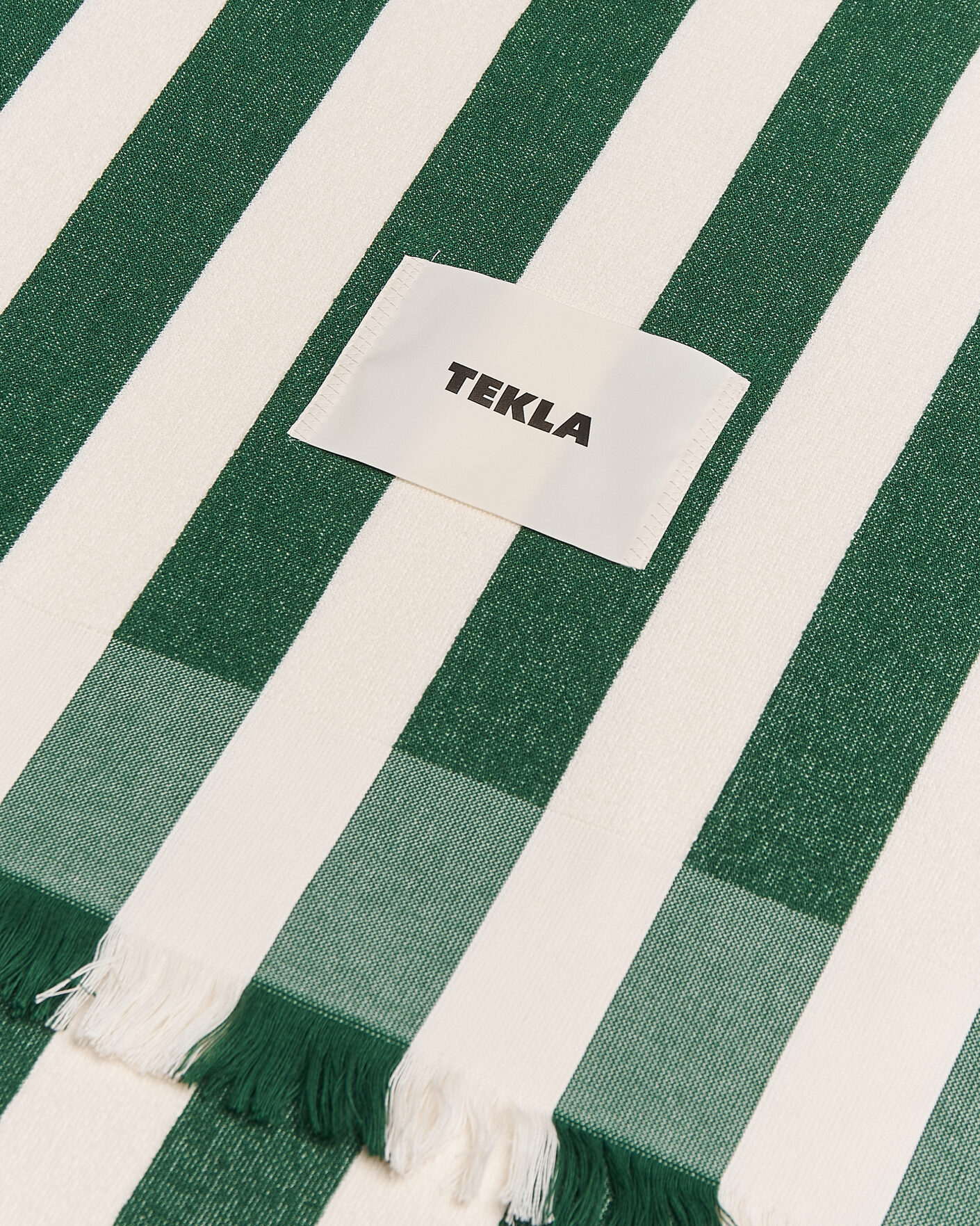 Mies | Tekla Organic Terry Beach Towel Green Deck Stripes | Tekla | Organic Terry Beach Towel Green Deck Stripes