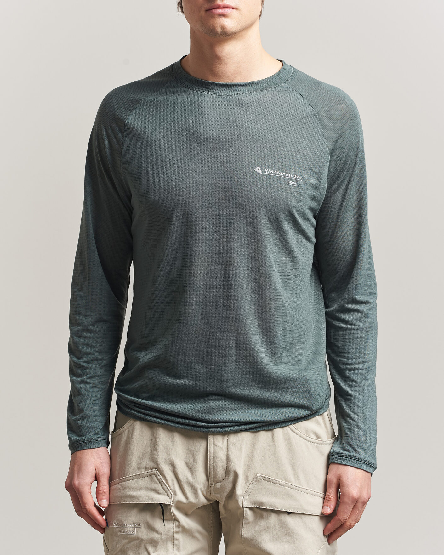 Mies | T-paidat | Klättermusen | Groa Lightweight Tencel Long Sleeve T-Shirt Teal Grey