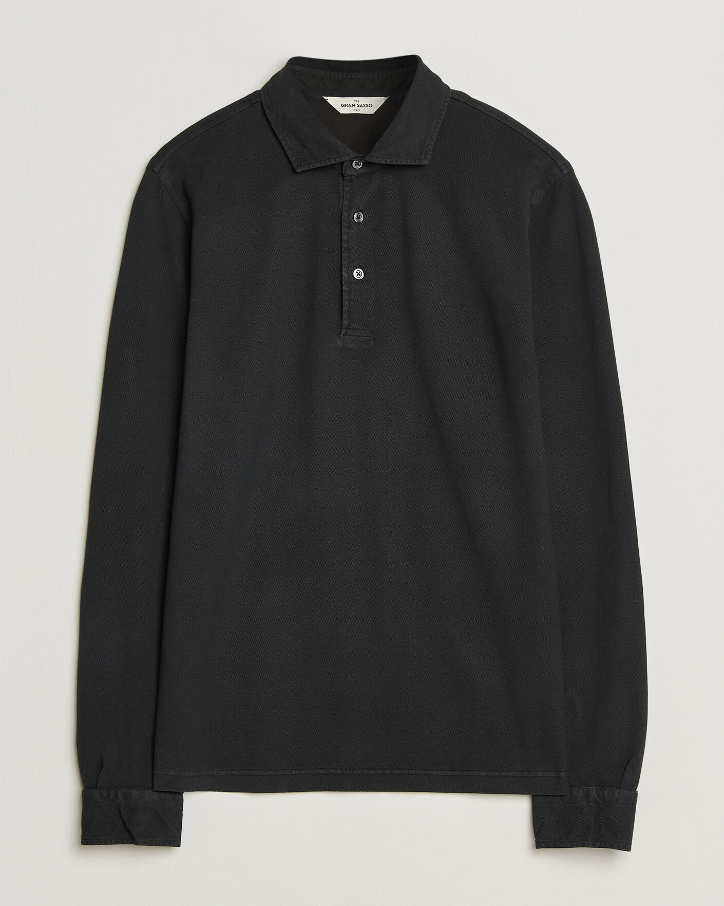 Mies | Pikeet | Gran Sasso | Washed Long Sleeve Polo Black