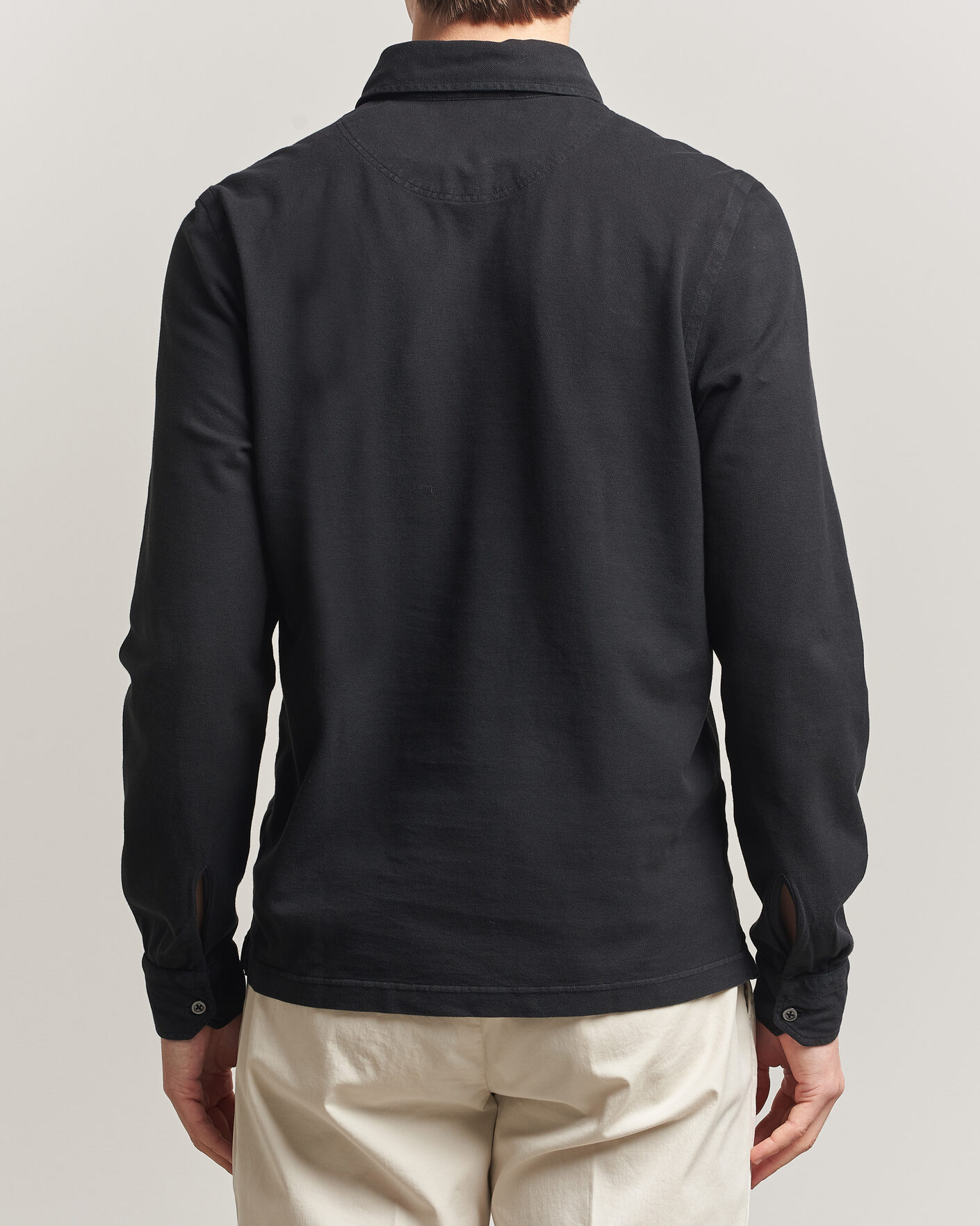 Mies | Pikeet | Gran Sasso | Washed Long Sleeve Polo Black