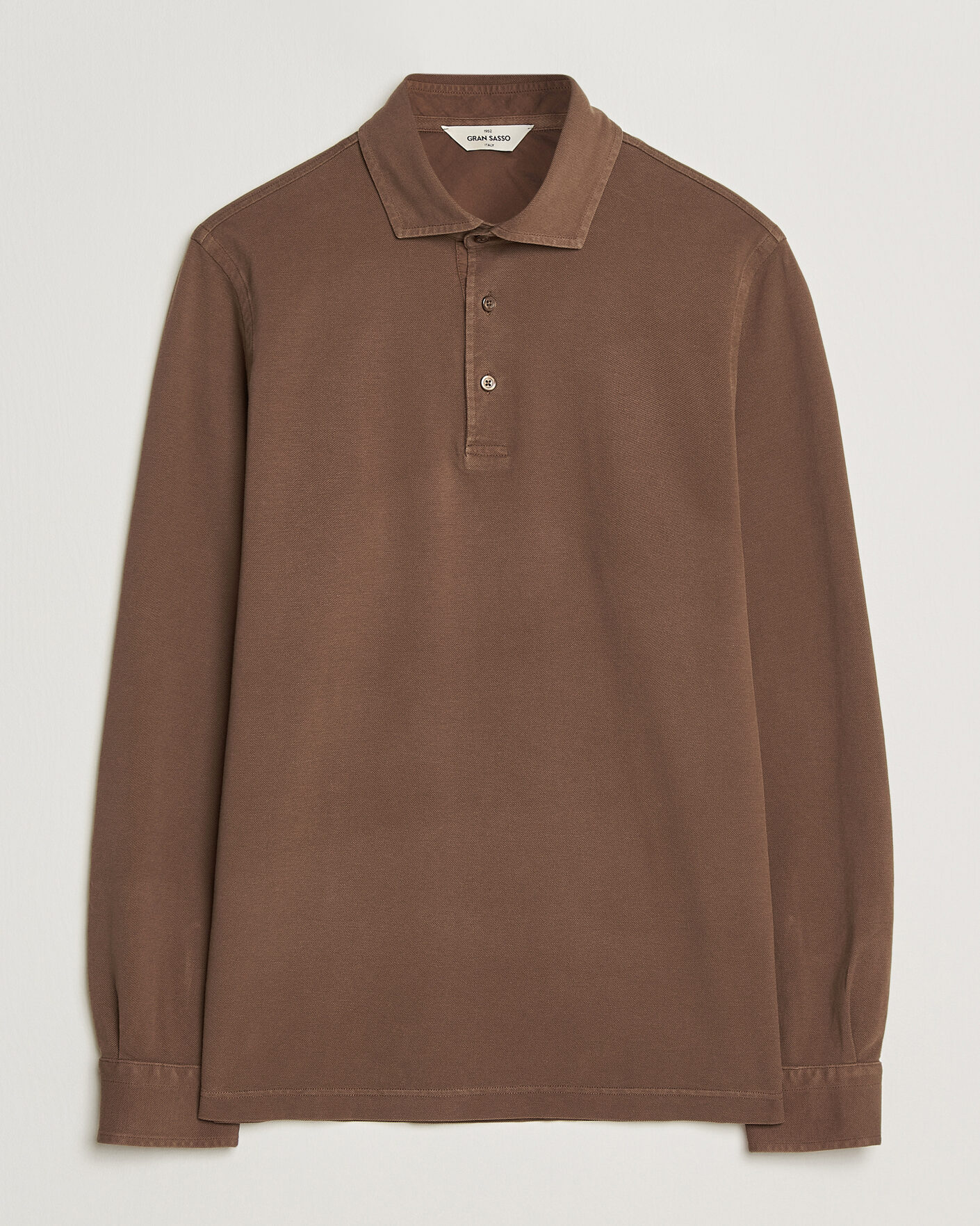 Mies | Pikeet | Gran Sasso | Washed Long Sleeve Polo Brown