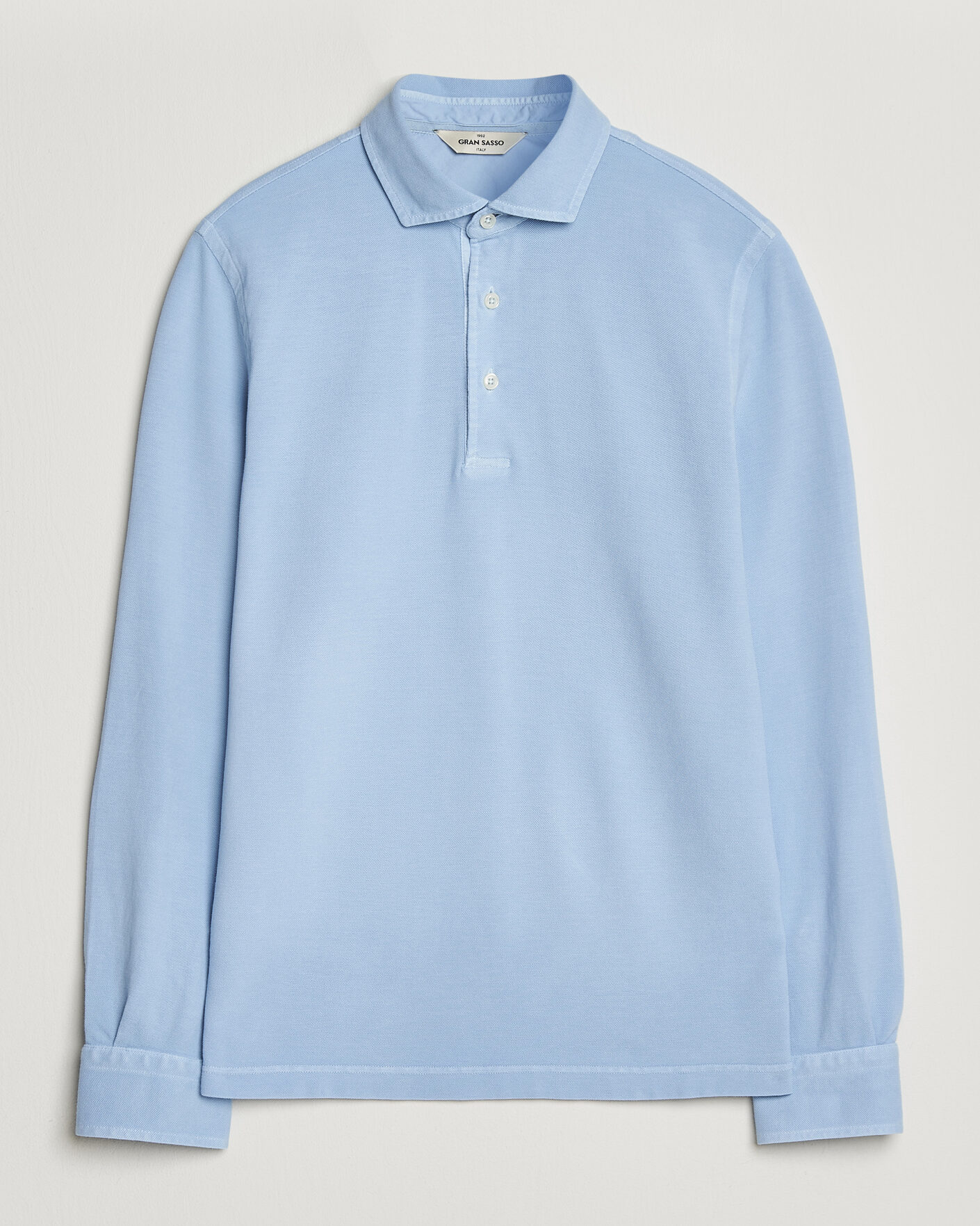 Mies | Pikeet | Gran Sasso | Washed Long Sleeve Polo Light Blue