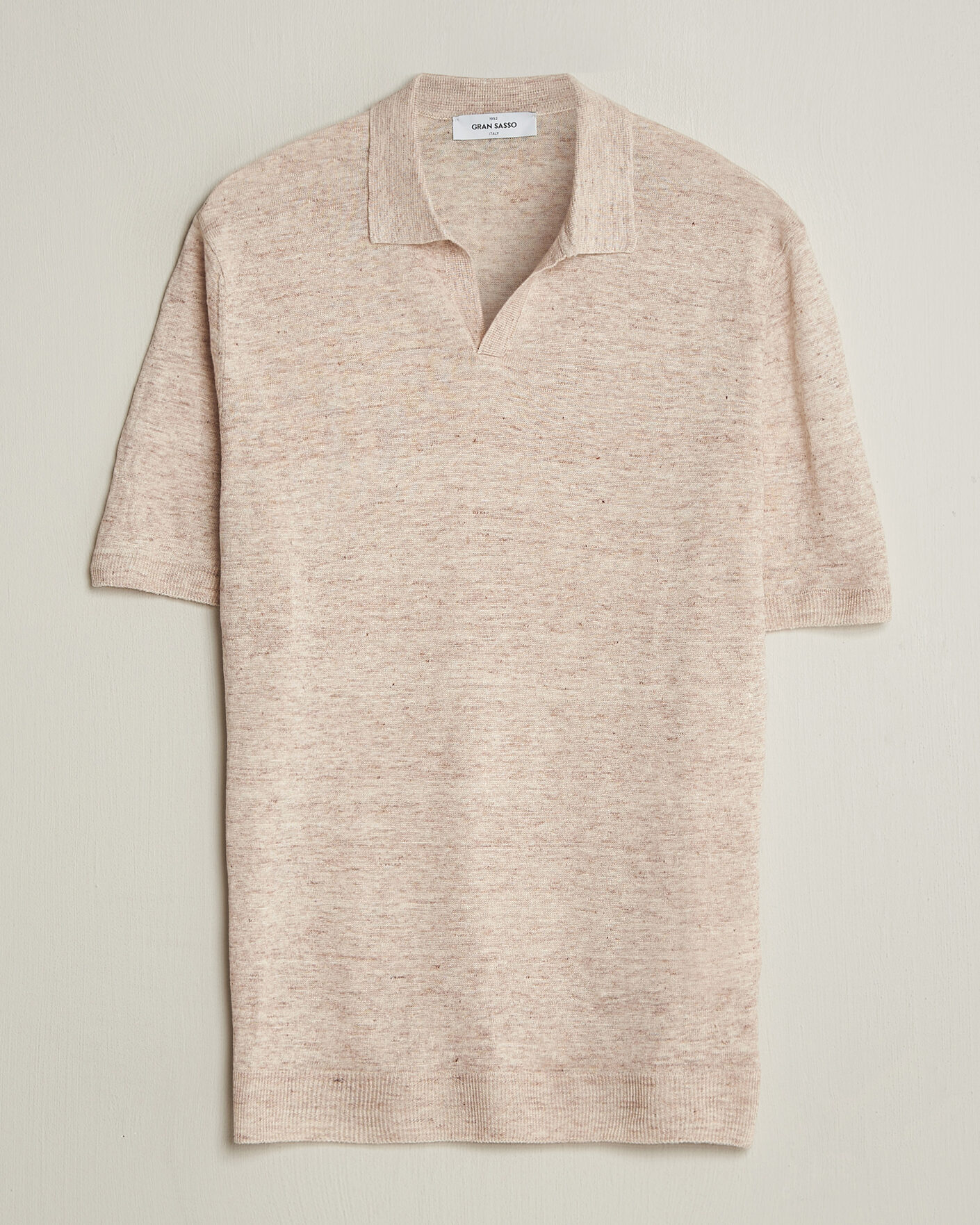 Mies | Pikeet | Gran Sasso | Washed Knitted Linen Polo Beige Melange
