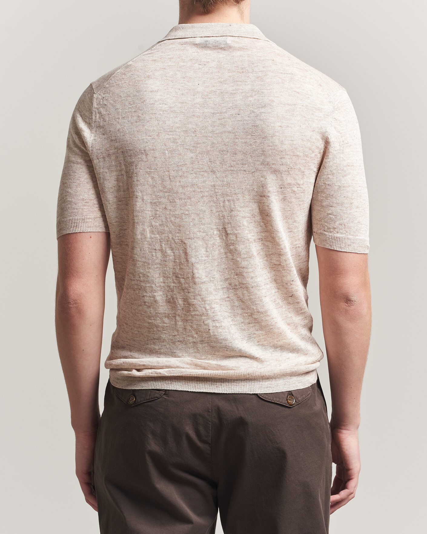 Mies | Pikeet | Gran Sasso | Washed Knitted Linen Polo Beige Melange