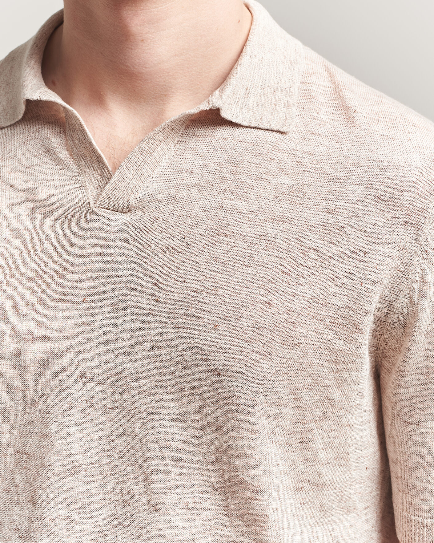 Mies | Pikeet | Gran Sasso | Washed Knitted Linen Polo Beige Melange