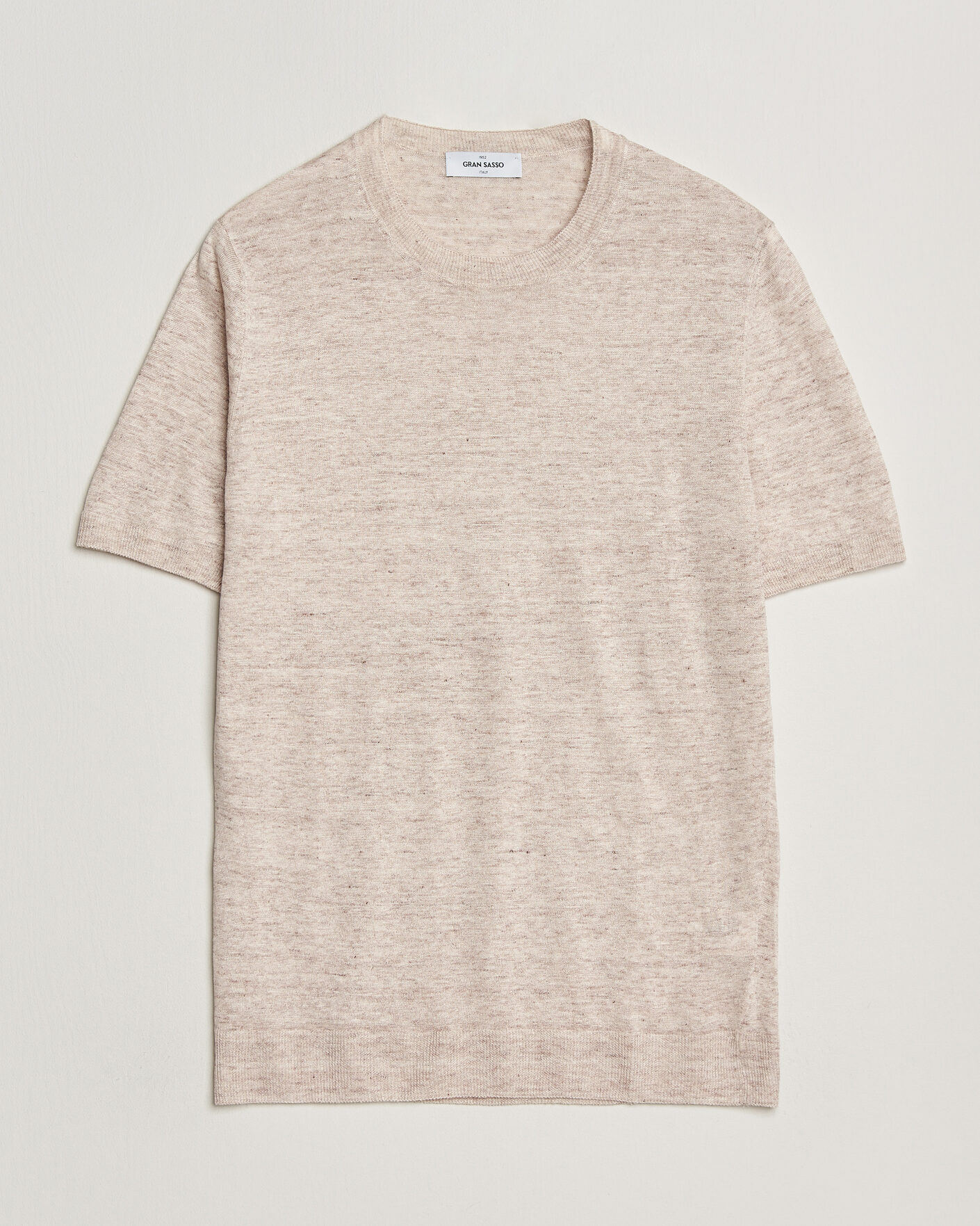 Mies | T-paidat | Gran Sasso | Washed Knitted Linen T-Shirt Beige Melange