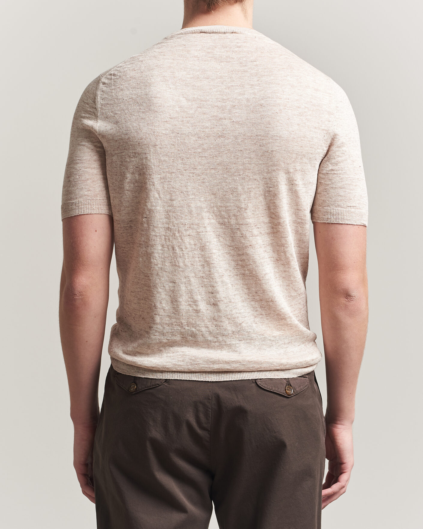 Mies | T-paidat | Gran Sasso | Washed Knitted Linen T-Shirt Beige Melange