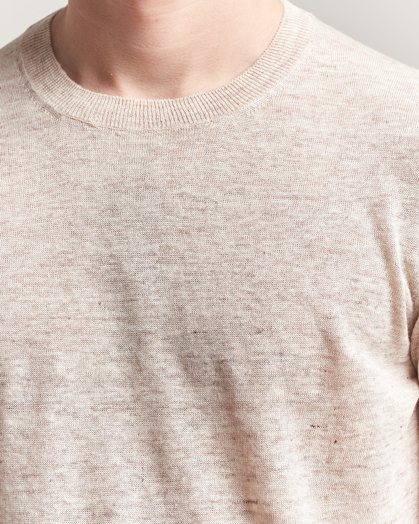 Mies | T-paidat | Gran Sasso | Washed Knitted Linen T-Shirt Beige Melange