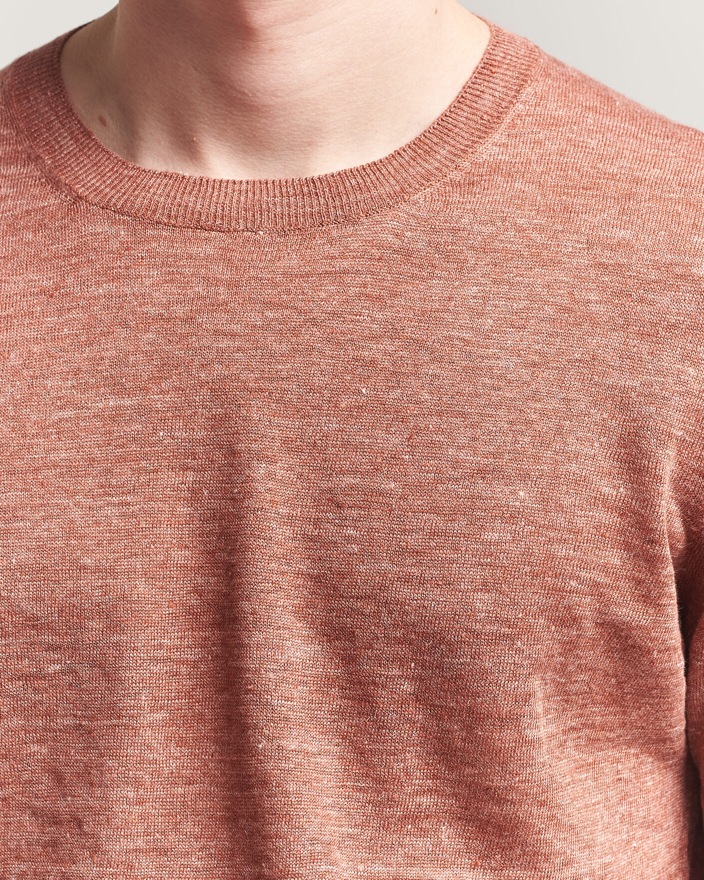 Mies | T-paidat | Gran Sasso | Washed Knitted Linen T-Shirt Apricot Orange Melange