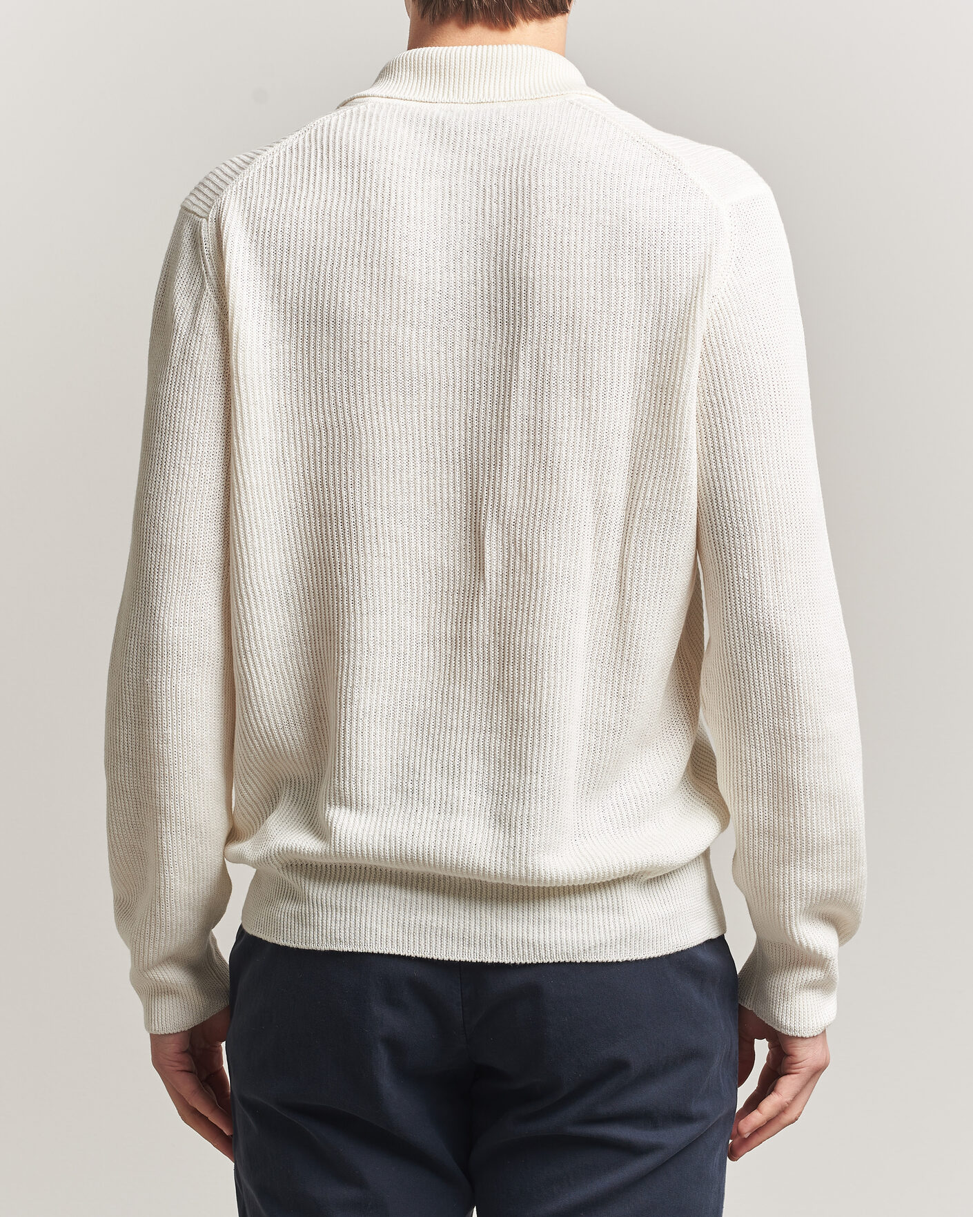 Mies | Puserot | Gran Sasso | Linen/Cotton Open Collar Knitted Polo Cream
