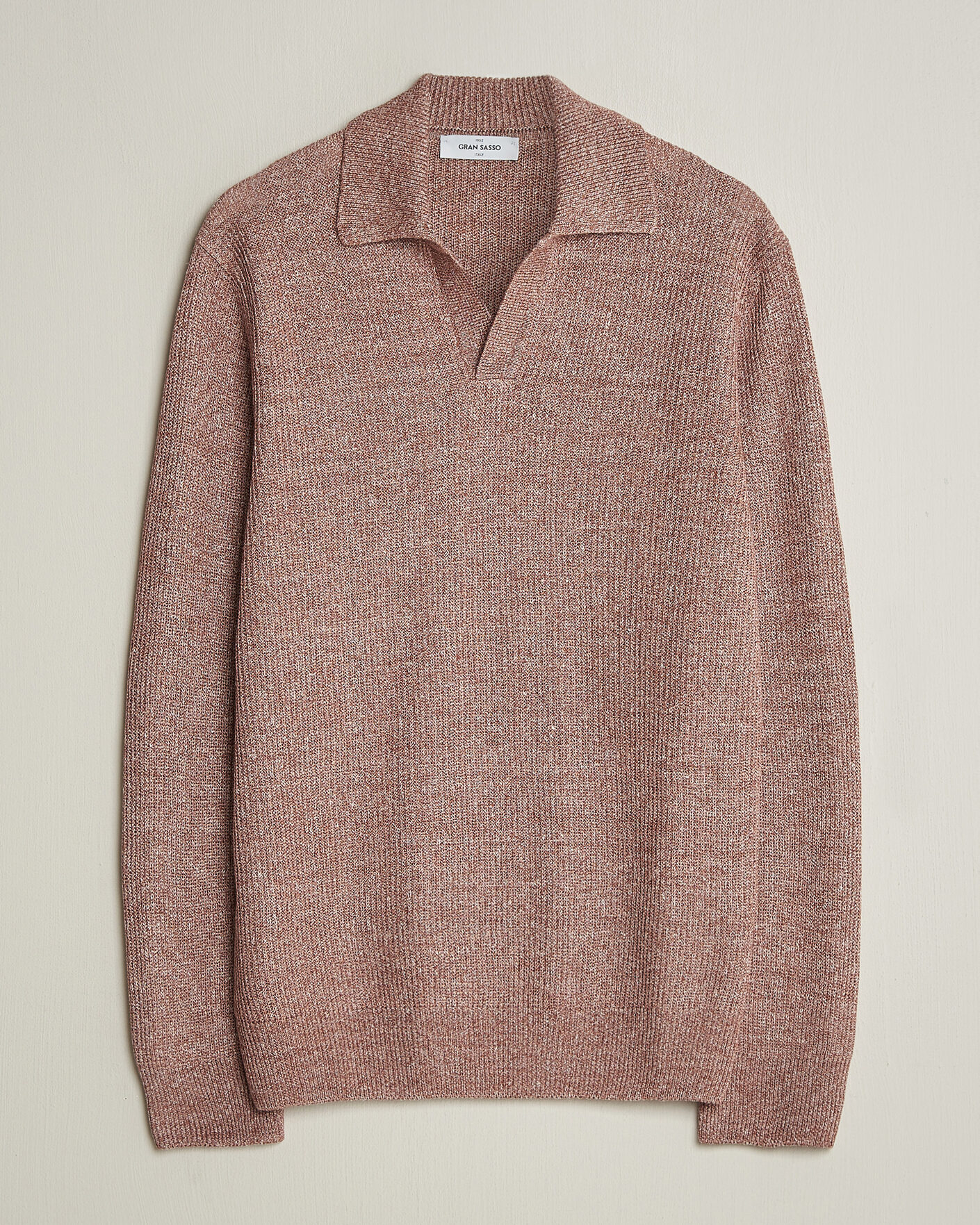Mies | Puserot | Gran Sasso | Linen/Cotton Open Collar Knitted Polo Rust Melange