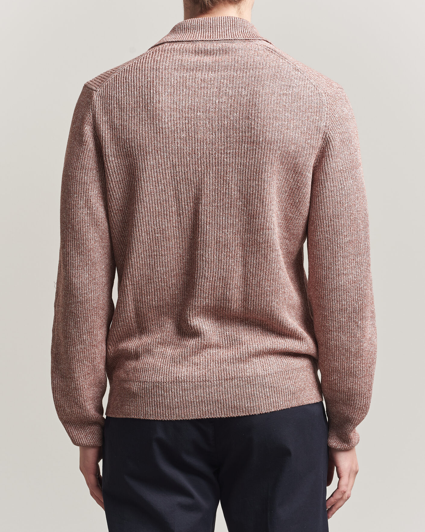 Mies | Puserot | Gran Sasso | Linen/Cotton Open Collar Knitted Polo Rust Melange