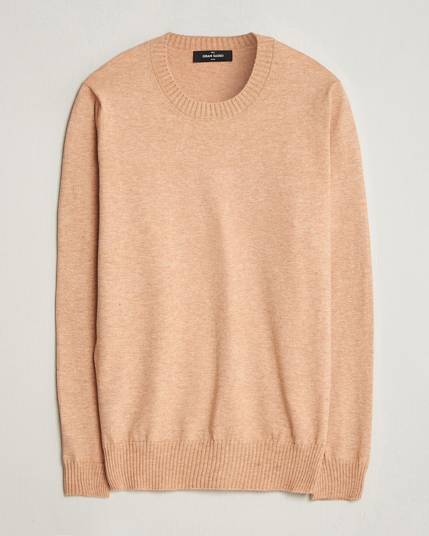 Mies | Puserot | Gran Sasso | Cotton/Cashmere Knitted Crew Neck Sweater Apricot Orange Melange
