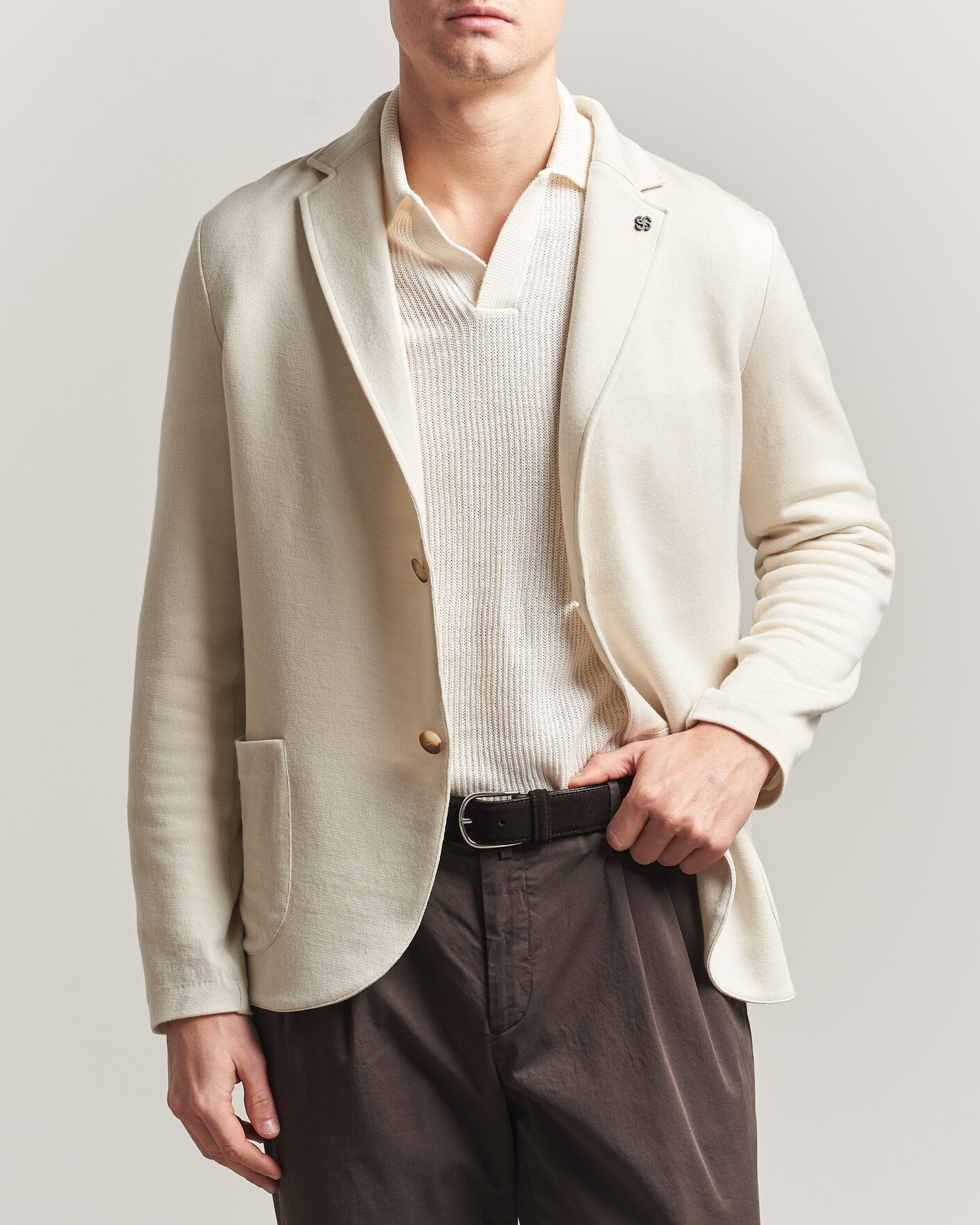 Mies | Pikkutakit | Gran Sasso | Wool Knitted Blazer Cream