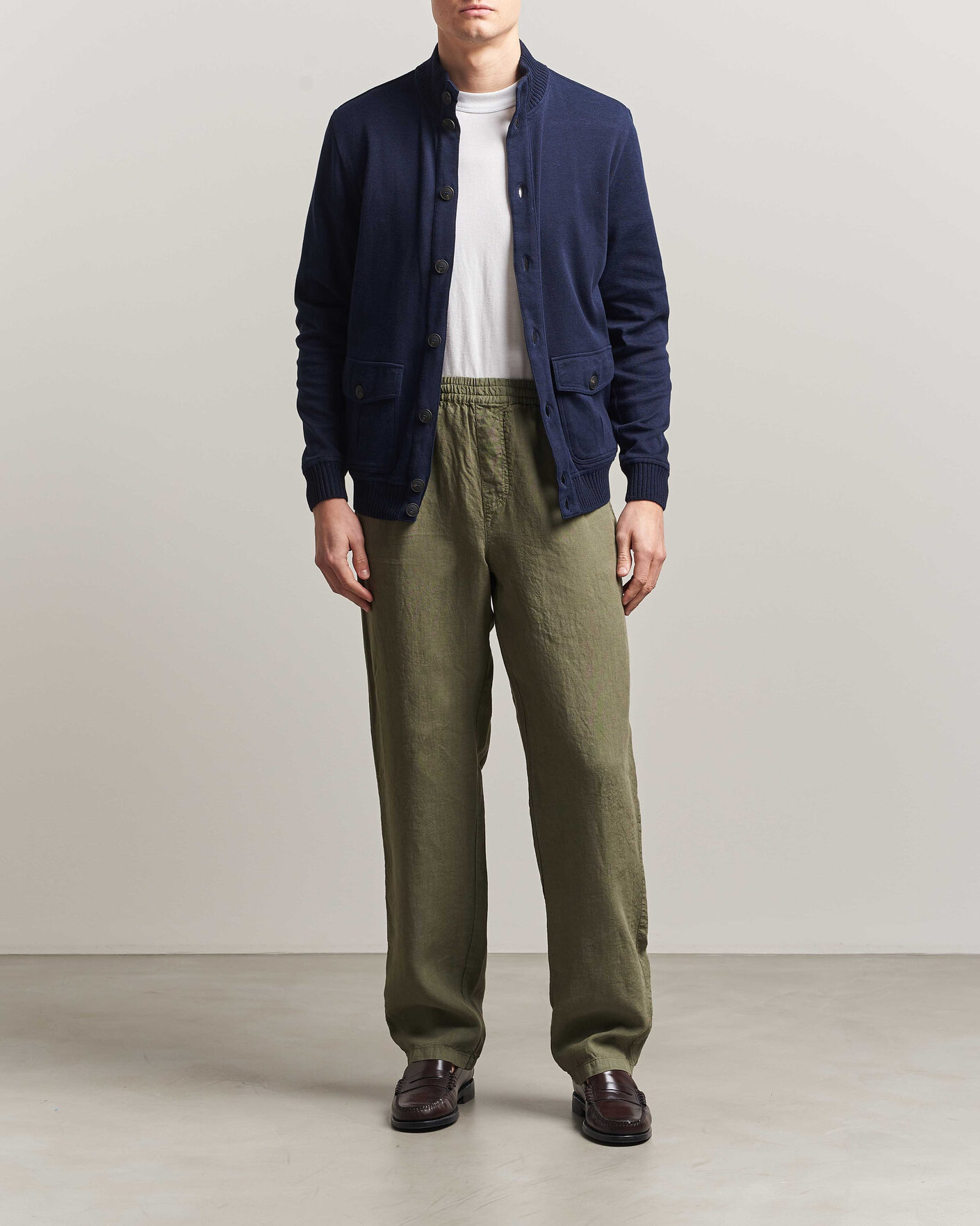 Mies | Takit | Gran Sasso | Cotton Pocket Knitted Bomber Jacket Navy