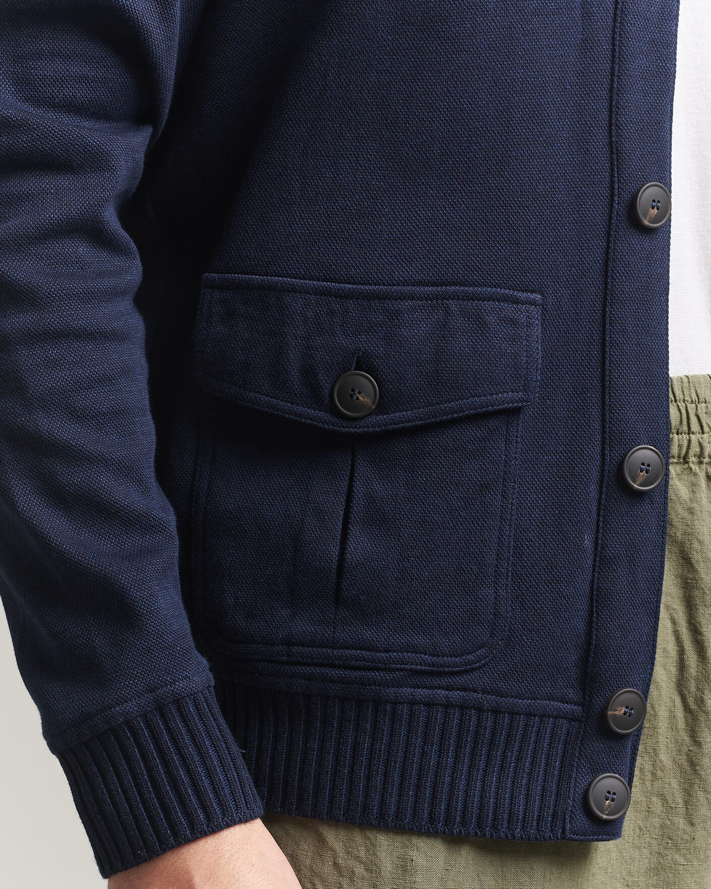 Mies | Takit | Gran Sasso | Cotton Pocket Knitted Bomber Jacket Navy