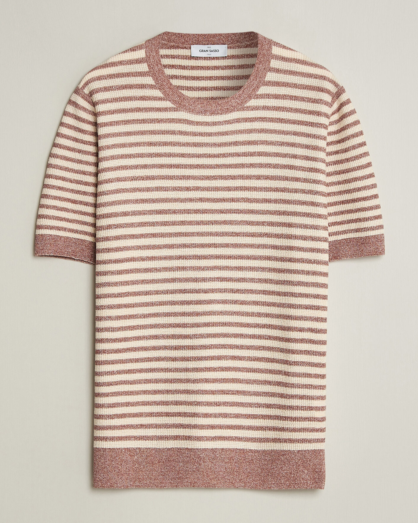 Mies | T-paidat | Gran Sasso | Linen/Cotton Knitted Striped T-Shirt Red/White