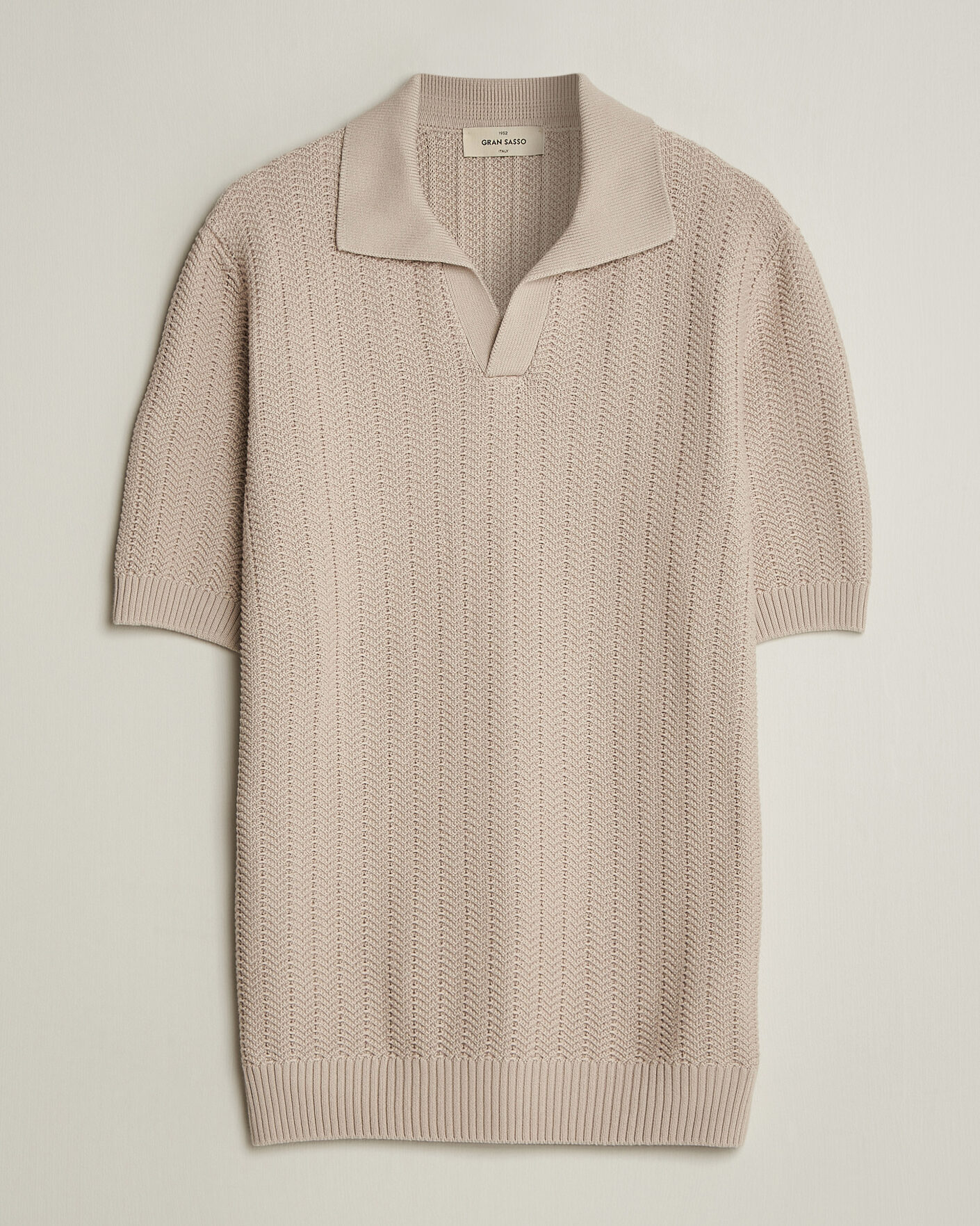 Mies | Pikeet | Gran Sasso | Cotton Structured Knitted Polo Beige