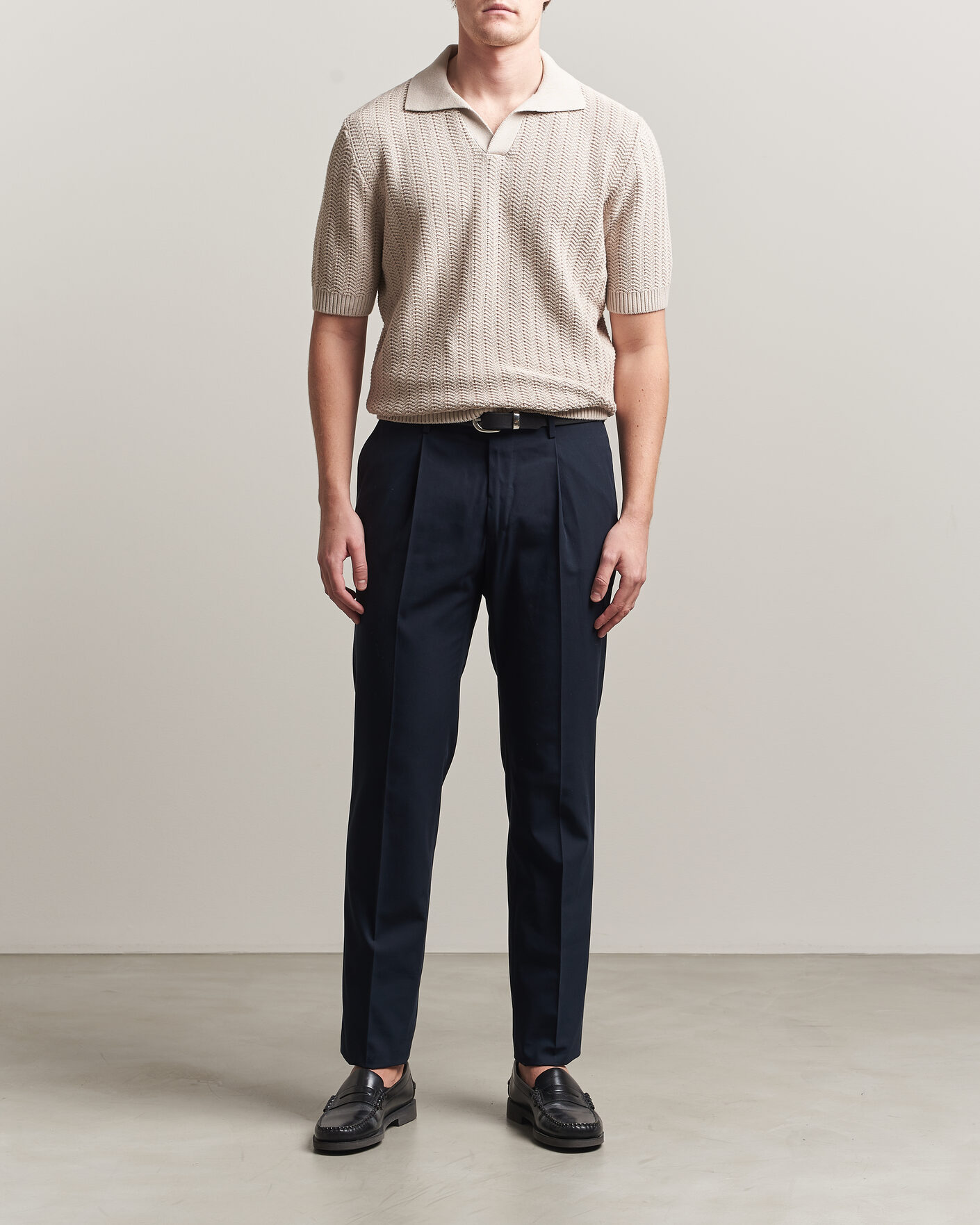 Mies | Pikeet | Gran Sasso | Cotton Structured Knitted Polo Beige