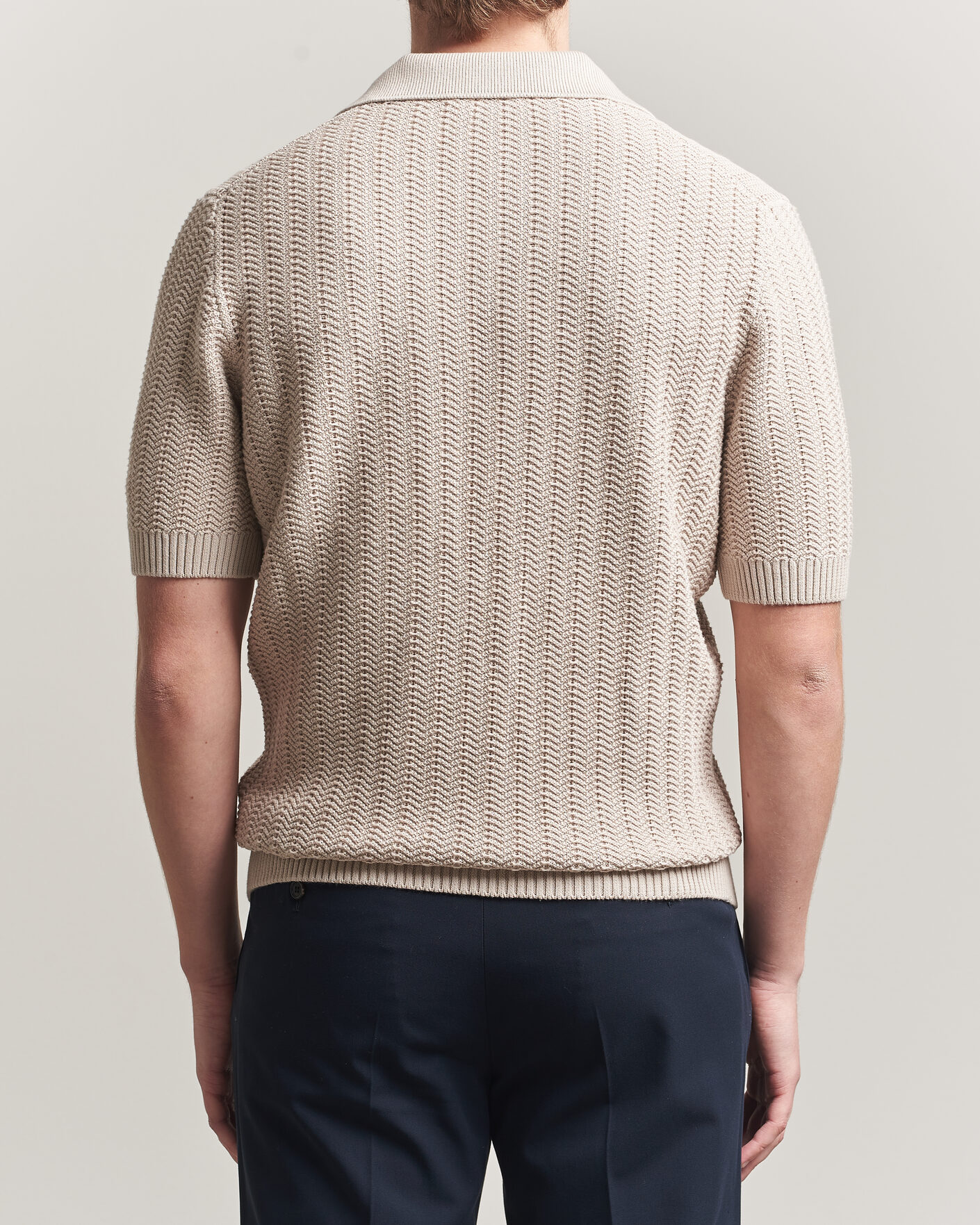 Mies | Pikeet | Gran Sasso | Cotton Structured Knitted Polo Beige