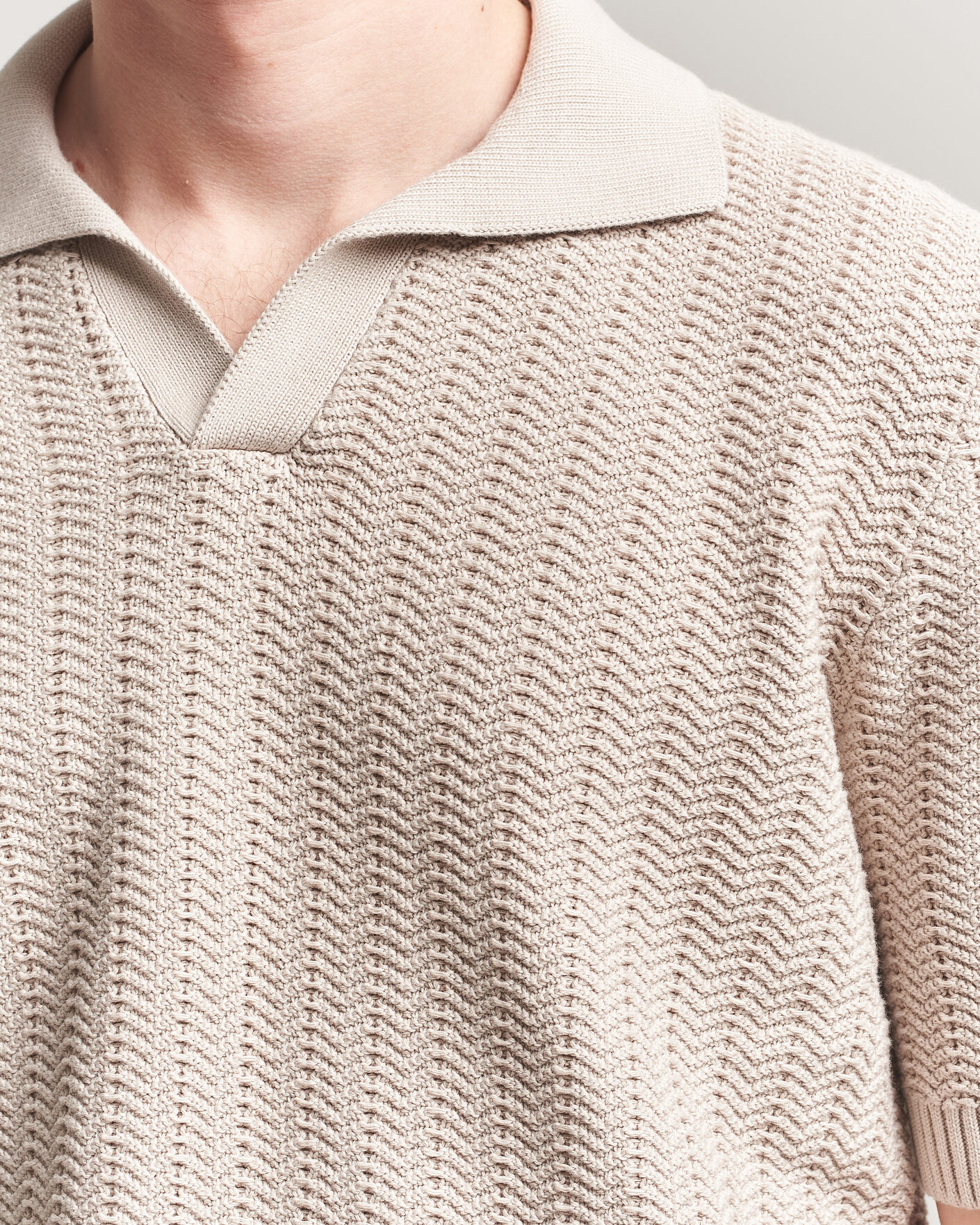 Mies | Pikeet | Gran Sasso | Cotton Structured Knitted Polo Beige