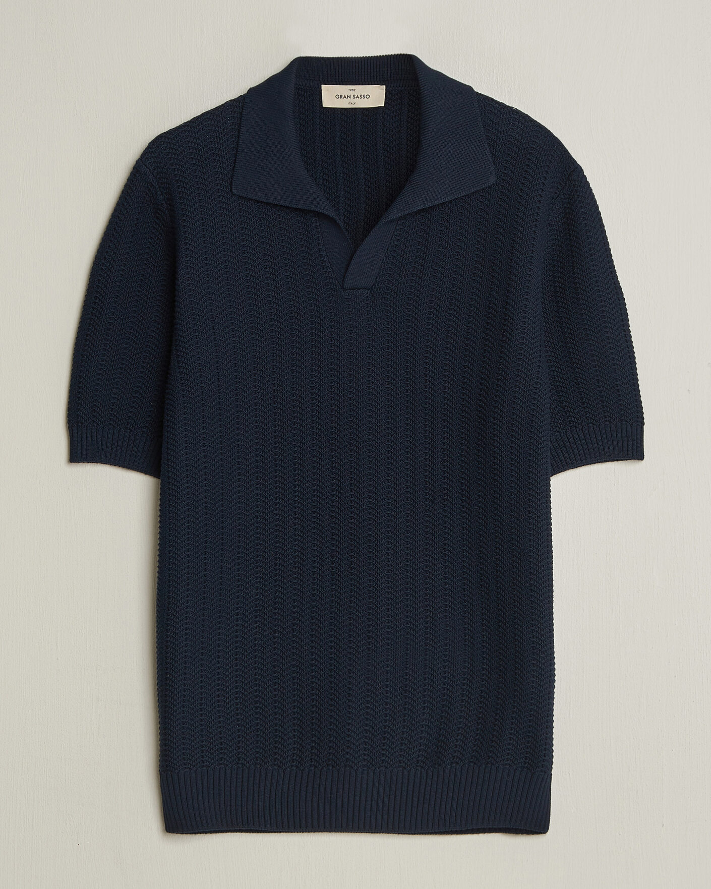 Mies | Pikeet | Gran Sasso | Cotton Structured Knitted Polo Navy
