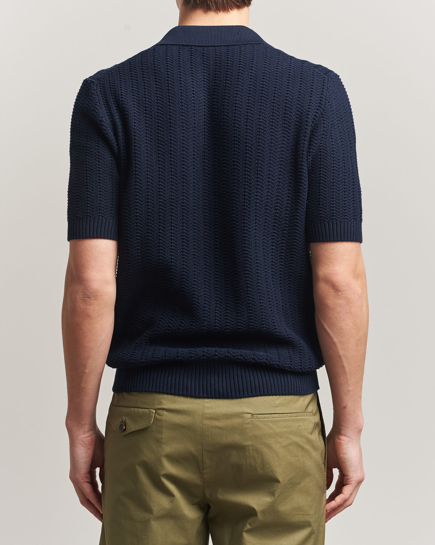 Mies | Pikeet | Gran Sasso | Cotton Structured Knitted Polo Navy