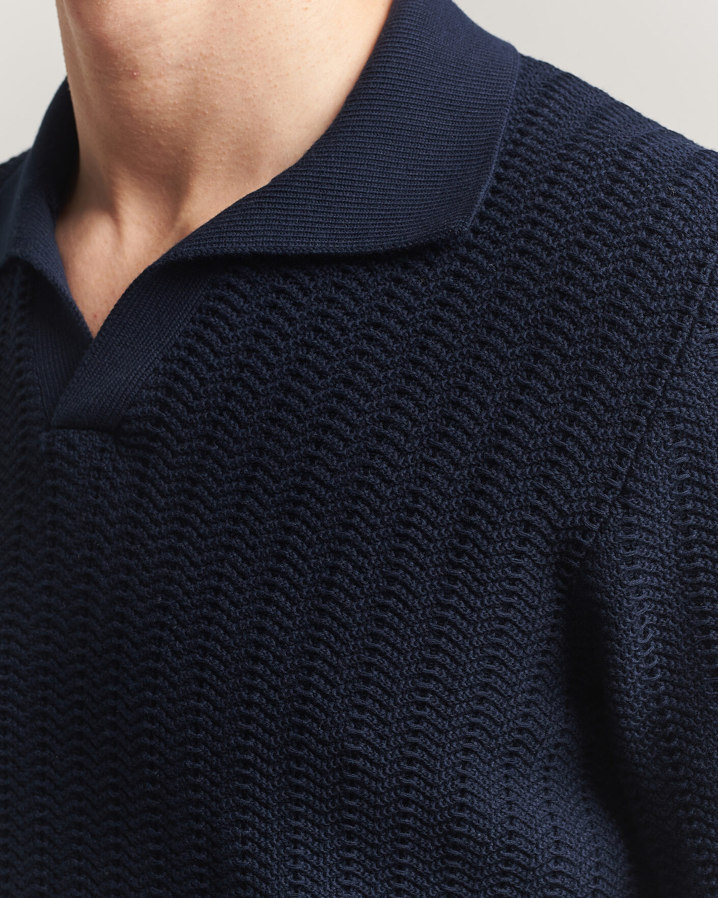 Mies | Pikeet | Gran Sasso | Cotton Structured Knitted Polo Navy