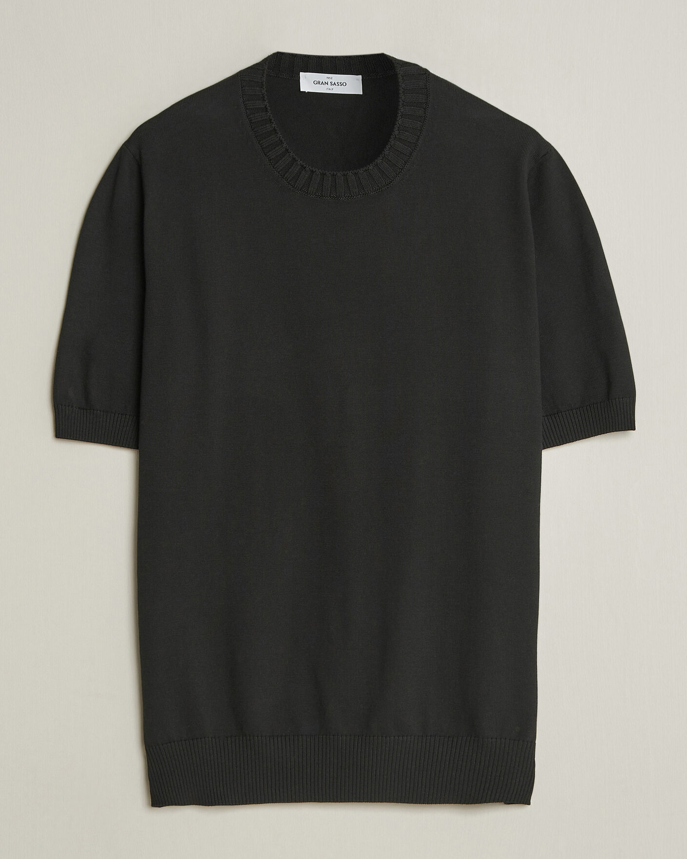 Mies | T-paidat | Gran Sasso | Cotton Heavy Knitted Crew Neck T-Shirt Black
