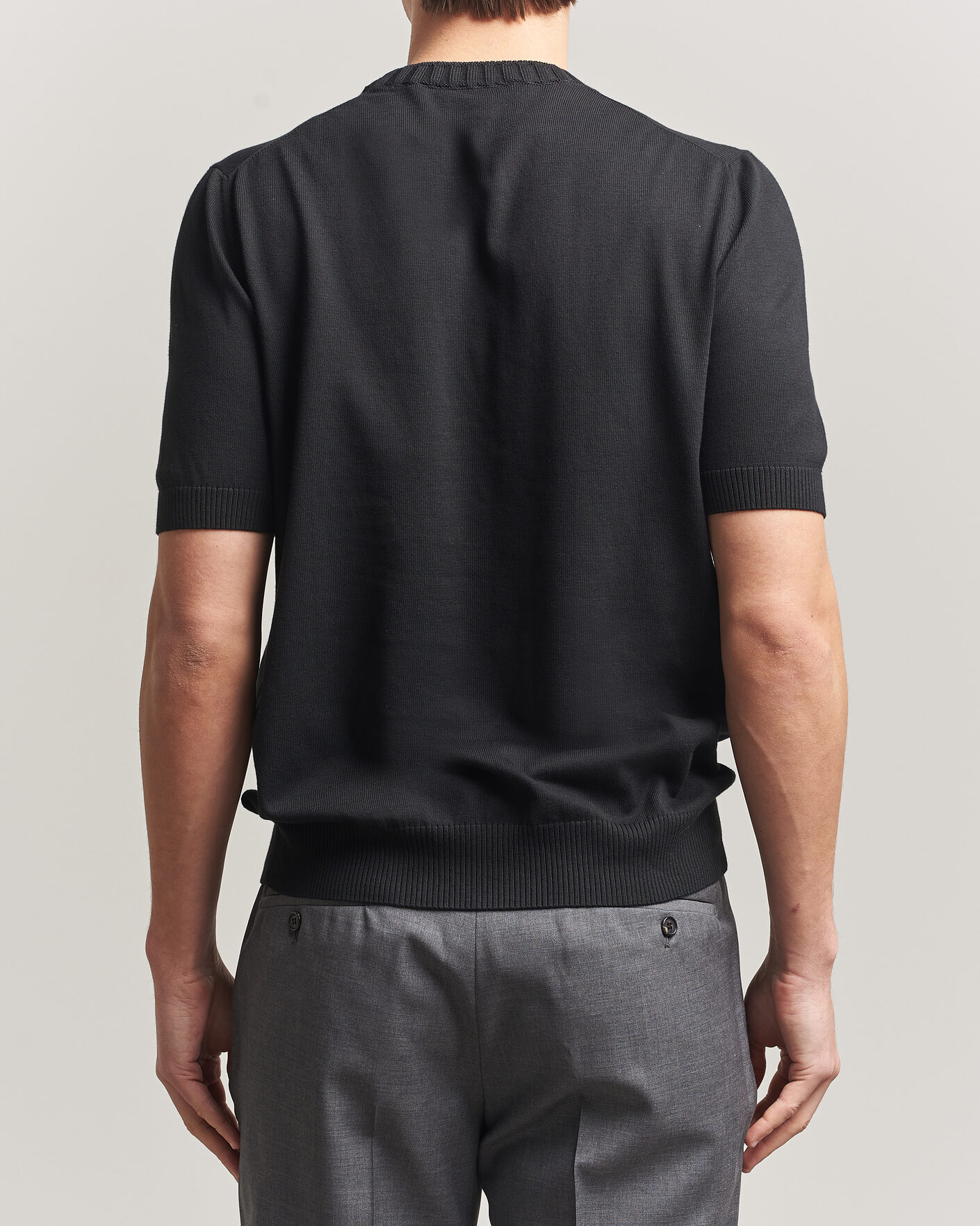 Mies | T-paidat | Gran Sasso | Cotton Heavy Knitted Crew Neck T-Shirt Black