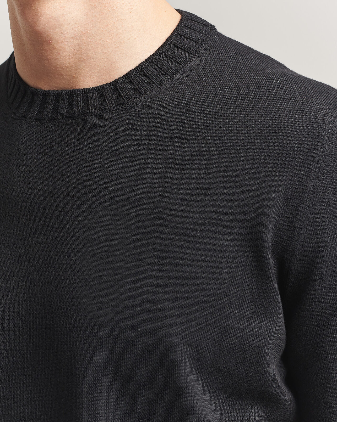 Mies | T-paidat | Gran Sasso | Cotton Heavy Knitted Crew Neck T-Shirt Black