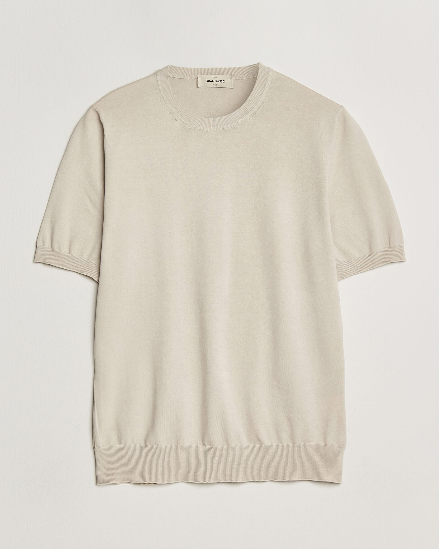 Mies | T-paidat | Gran Sasso | Cotton Knitted Crew Neck T-Shirt Beige Melange