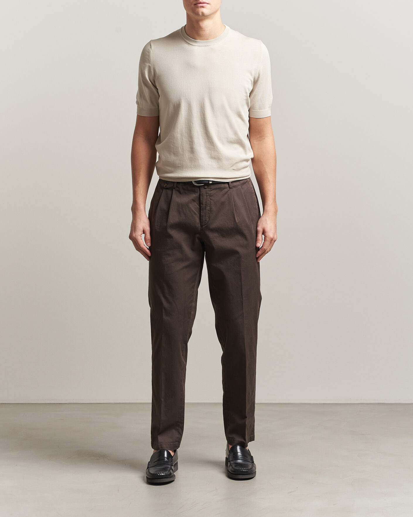 Mies | T-paidat | Gran Sasso | Cotton Knitted Crew Neck T-Shirt Beige Melange