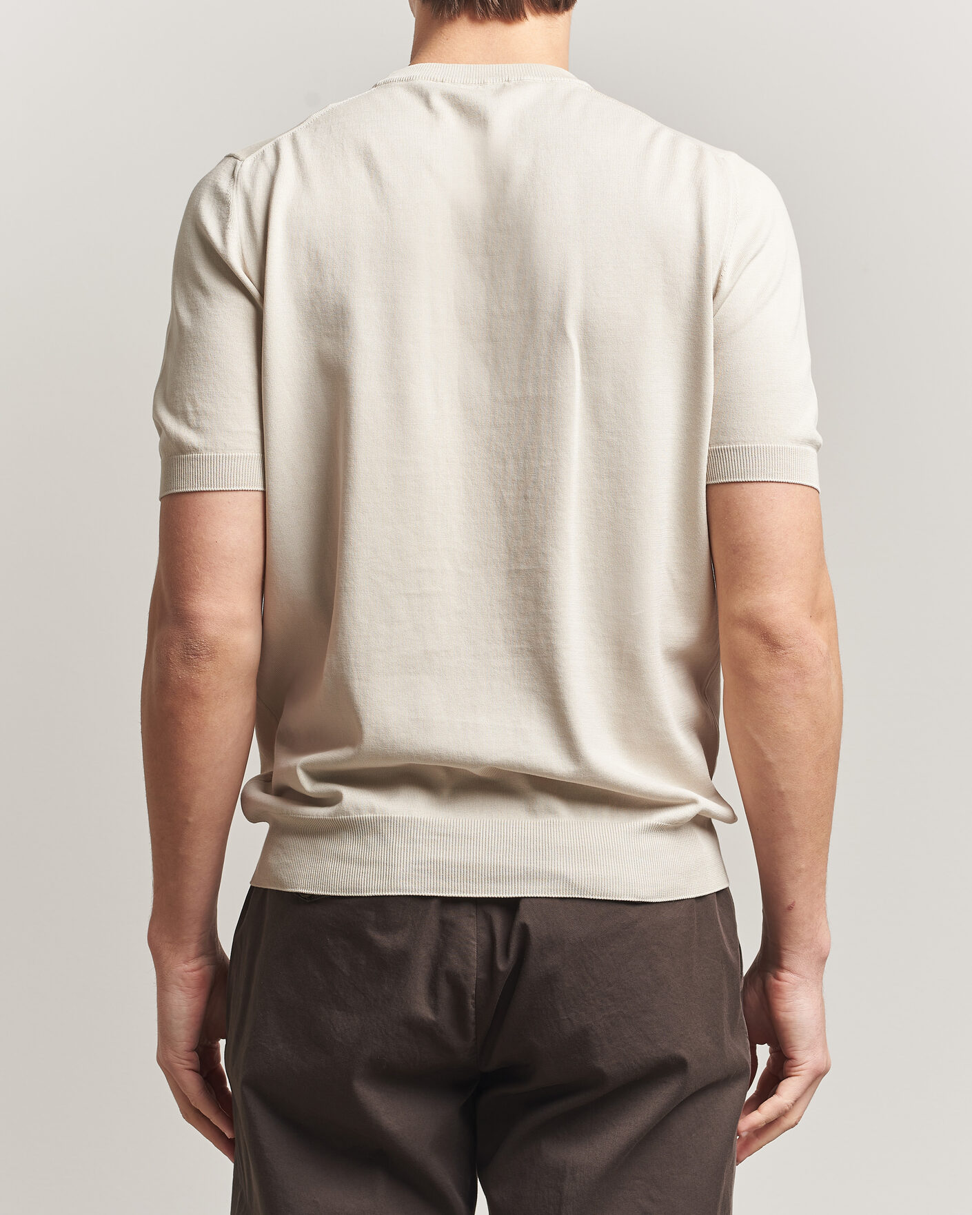 Mies | T-paidat | Gran Sasso | Cotton Knitted Crew Neck T-Shirt Beige Melange