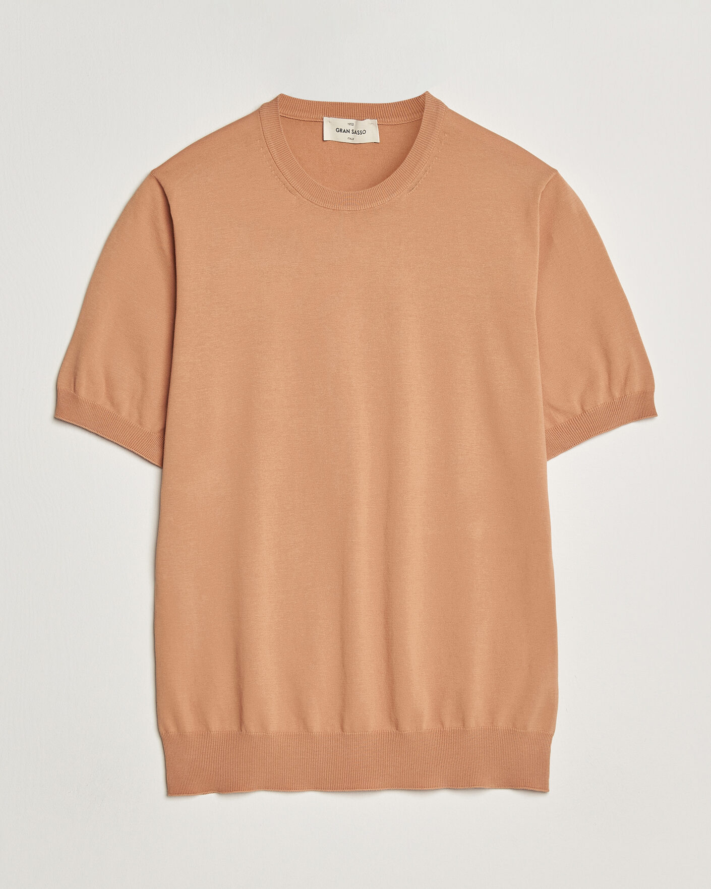 Mies | T-paidat | Gran Sasso | Cotton Knitted Crew Neck T-Shirt Apricot Orange Melange
