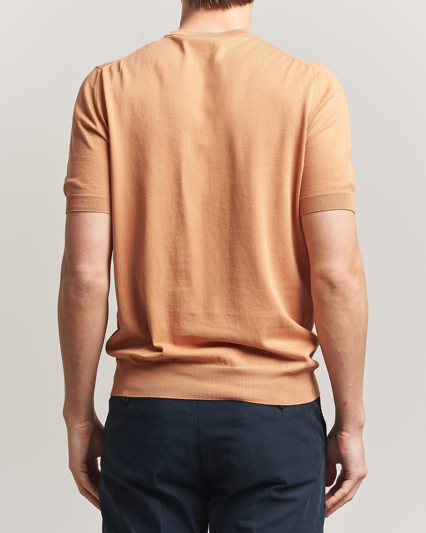 Mies | T-paidat | Gran Sasso | Cotton Knitted Crew Neck T-Shirt Apricot Orange Melange
