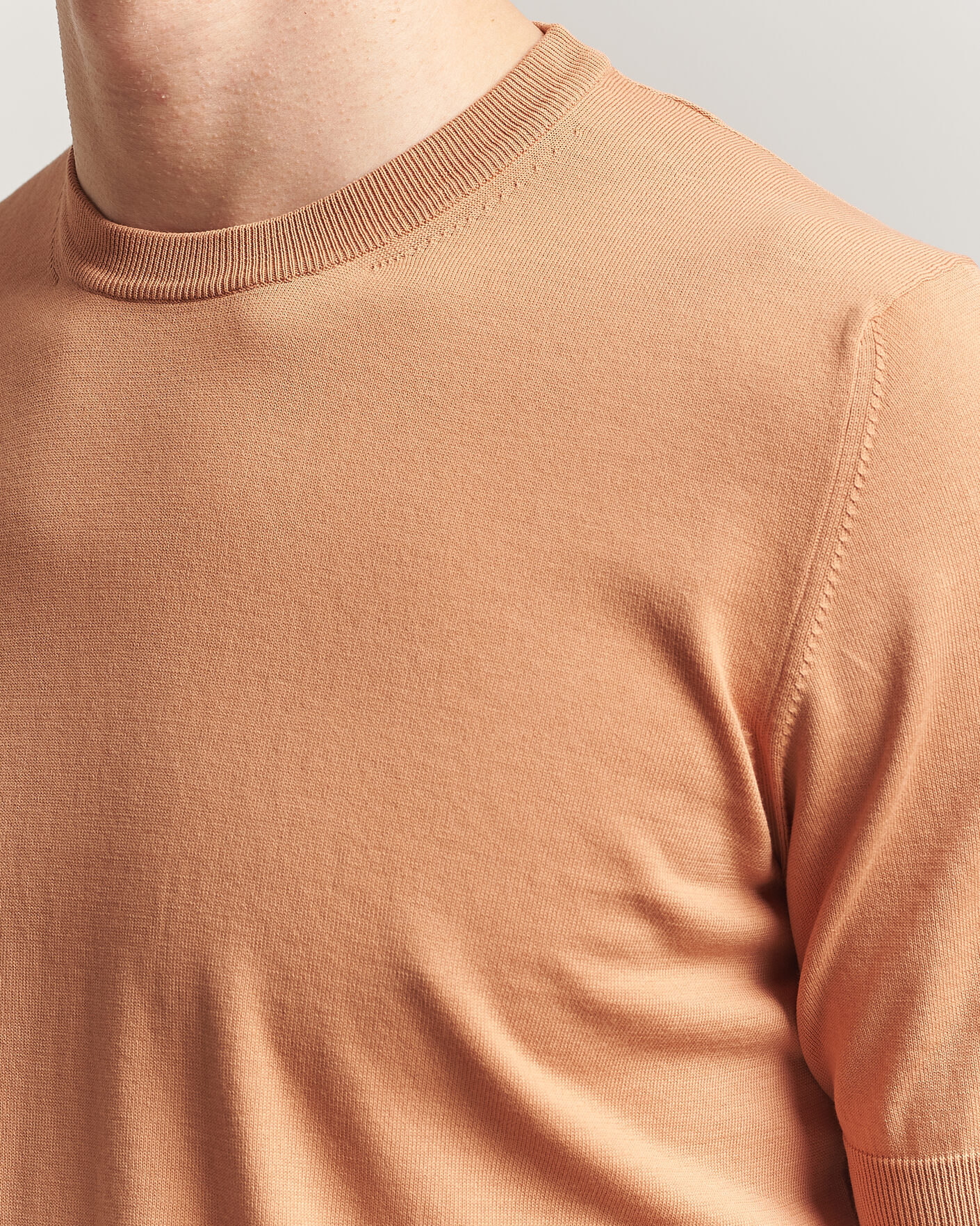 Mies | T-paidat | Gran Sasso | Cotton Knitted Crew Neck T-Shirt Apricot Orange Melange