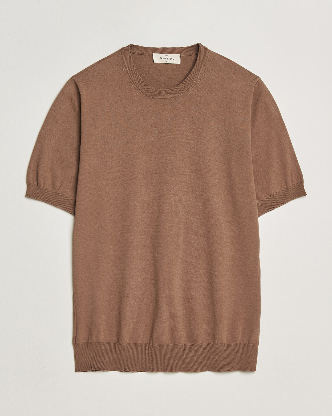 Mies | T-paidat | Gran Sasso | Cotton Knitted Crew Neck T-Shirt Brown