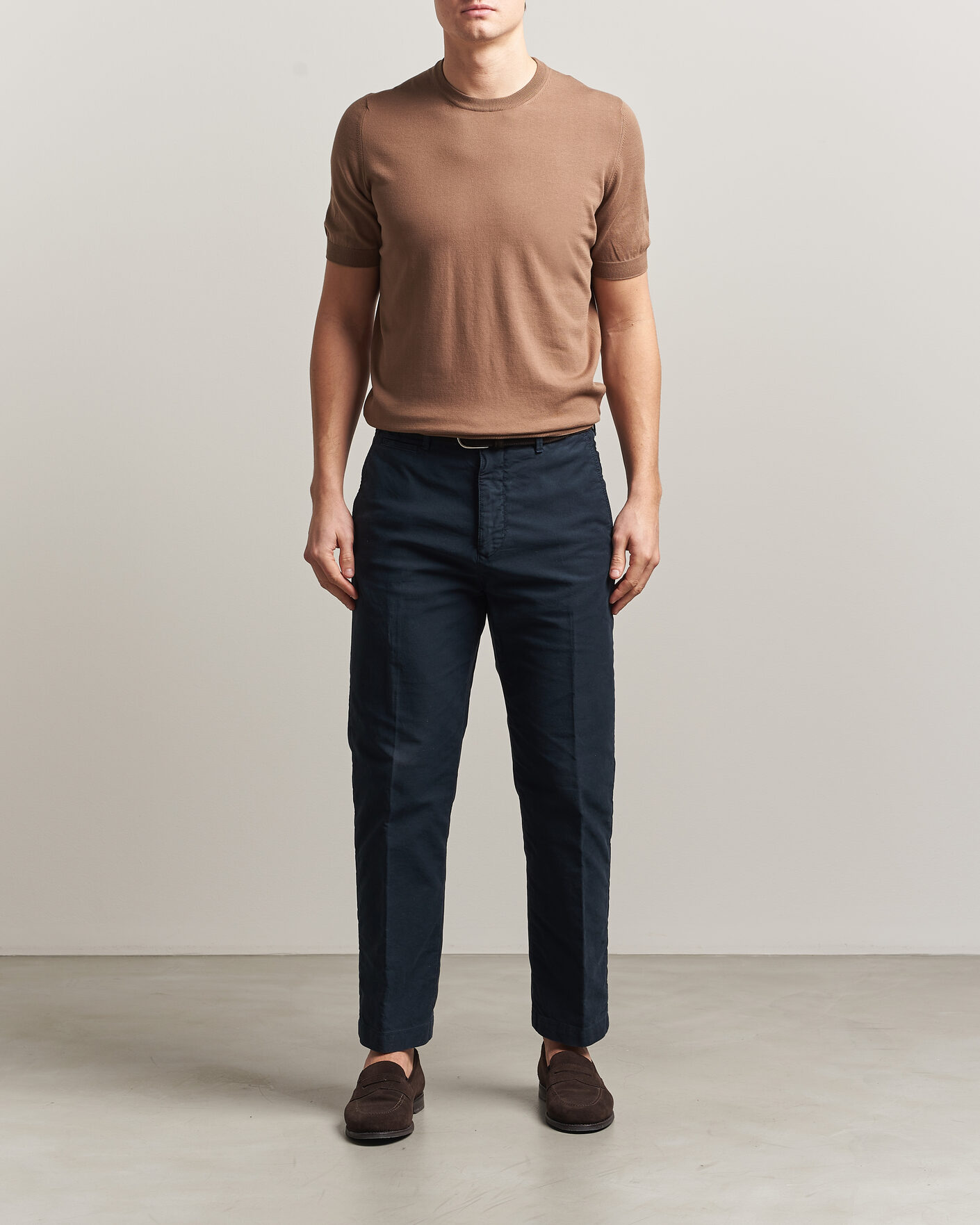 Mies | T-paidat | Gran Sasso | Cotton Knitted Crew Neck T-Shirt Brown