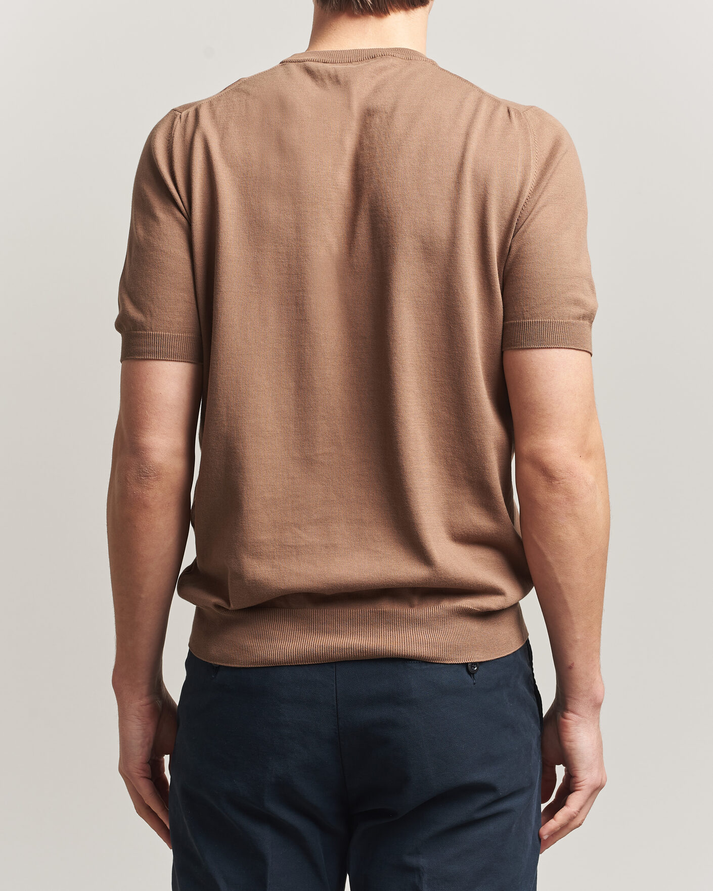 Mies | T-paidat | Gran Sasso | Cotton Knitted Crew Neck T-Shirt Brown