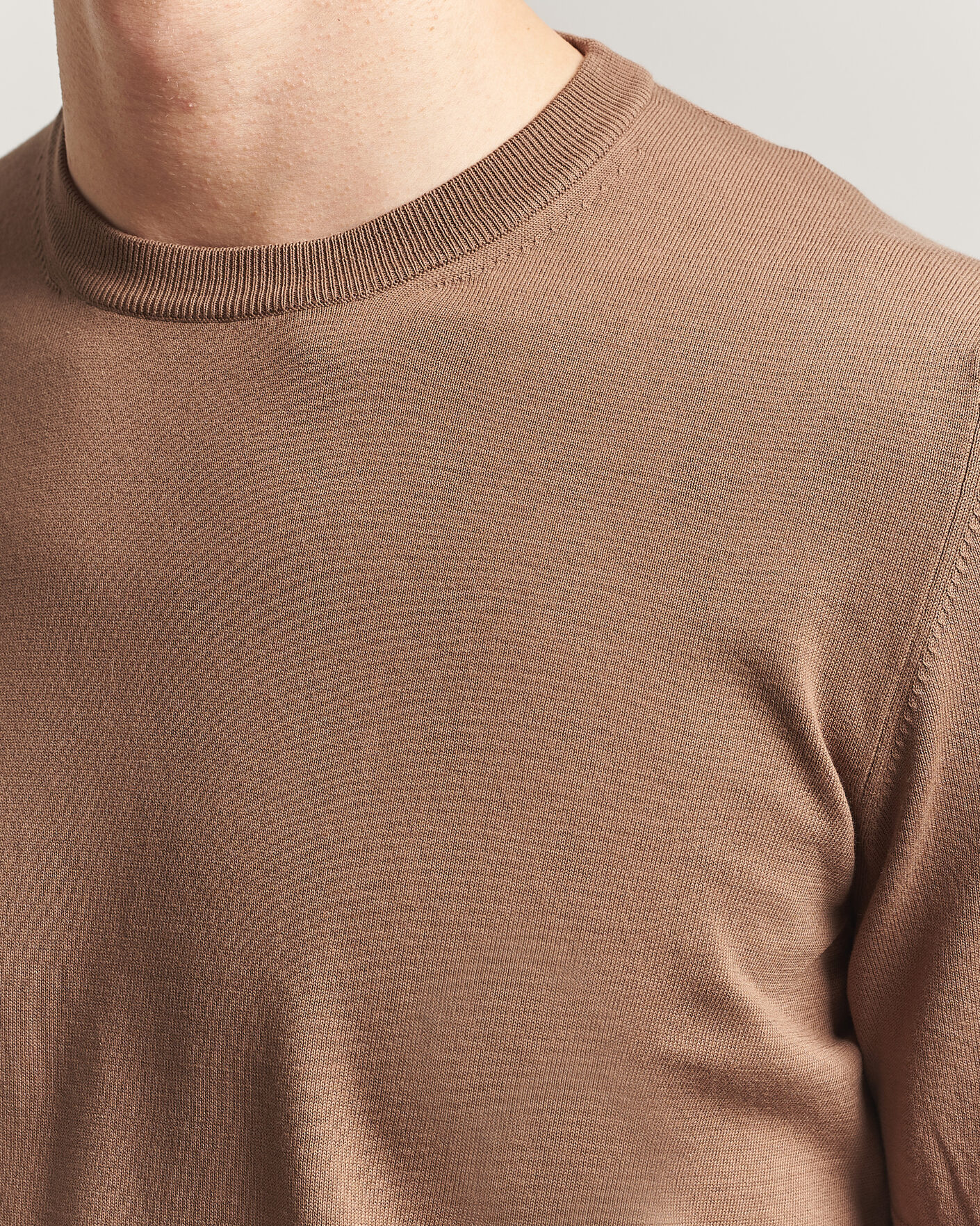 Mies | T-paidat | Gran Sasso | Cotton Knitted Crew Neck T-Shirt Brown