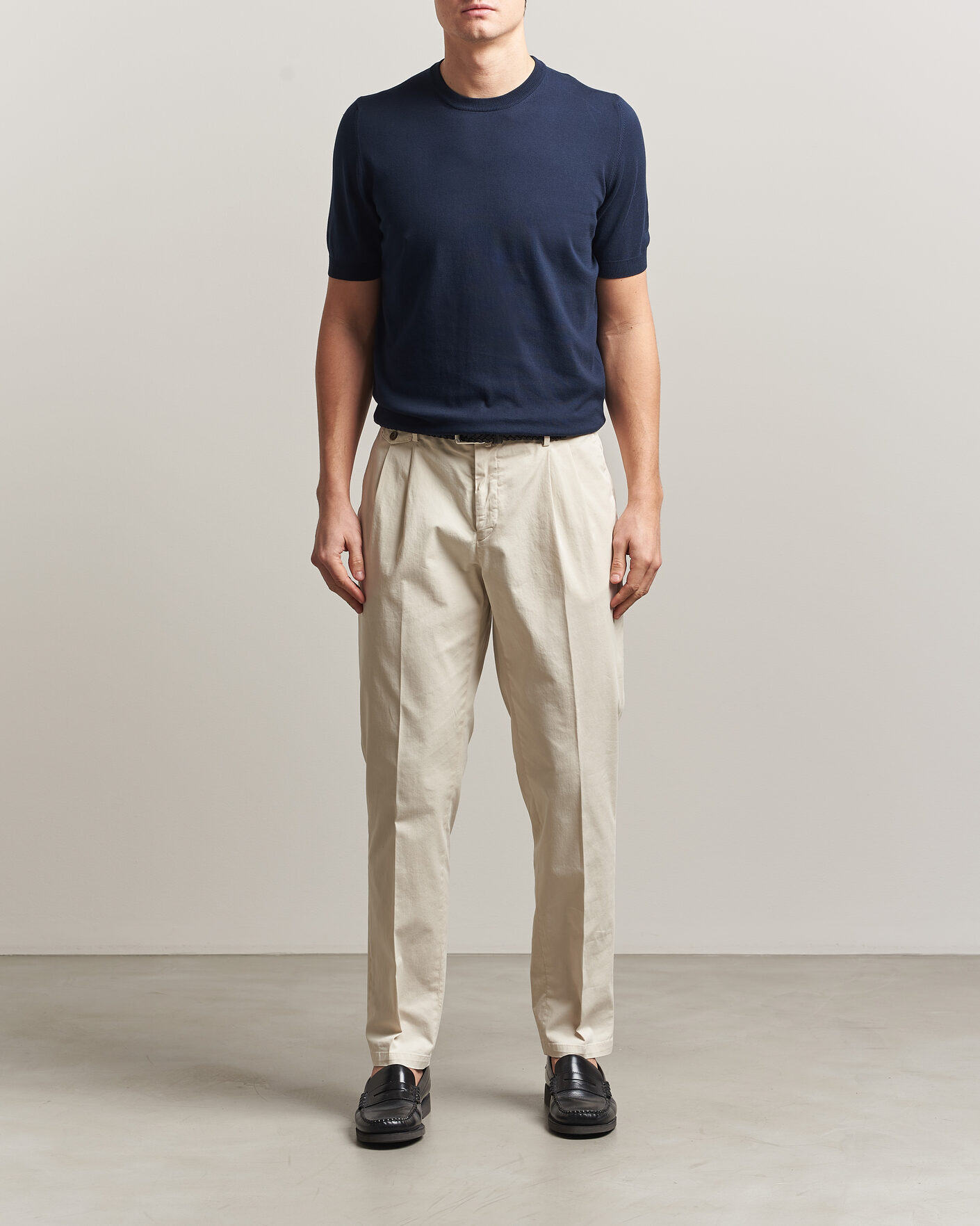 Mies | T-paidat | Gran Sasso | Cotton Knitted Crew Neck T-Shirt Navy