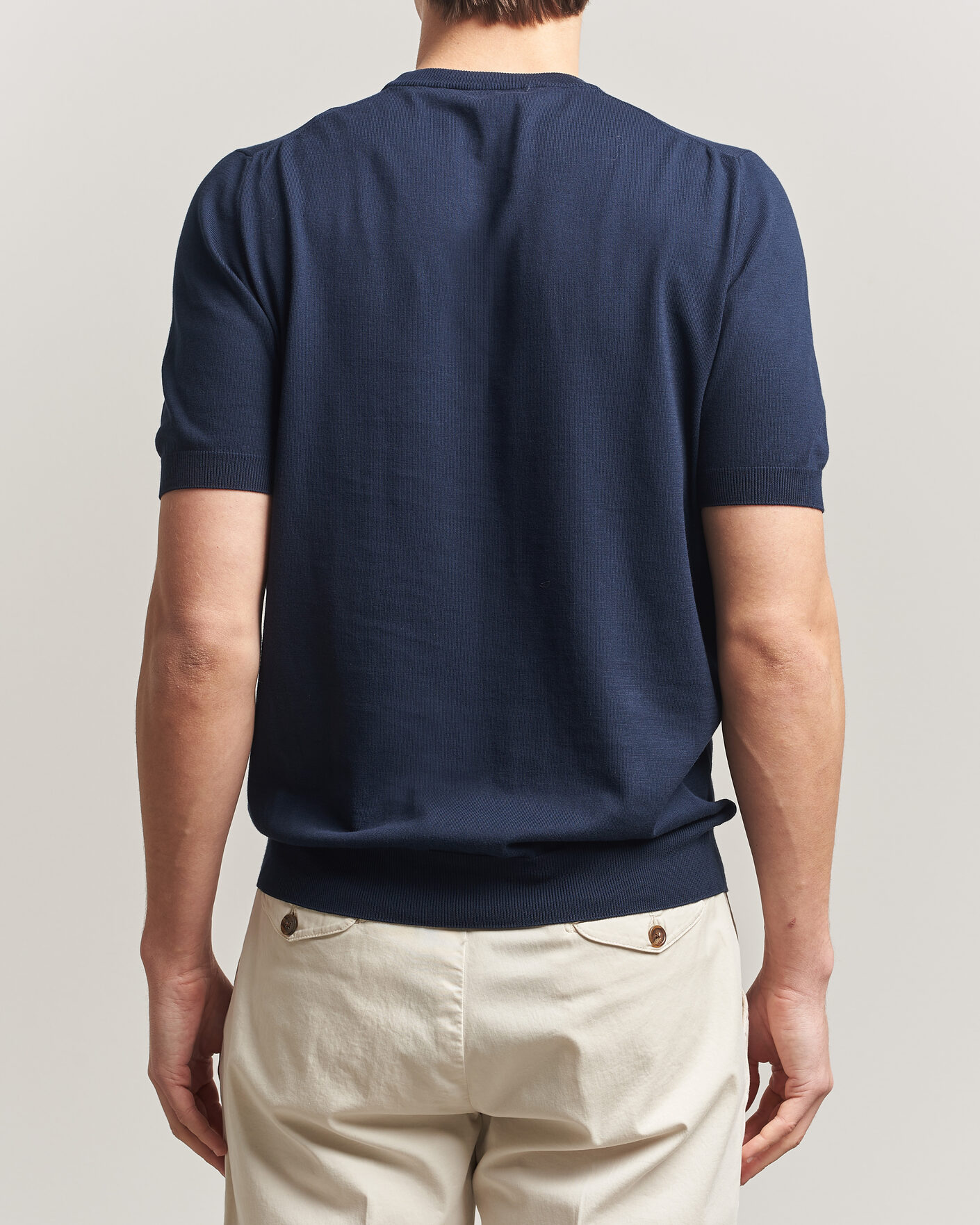 Mies | T-paidat | Gran Sasso | Cotton Knitted Crew Neck T-Shirt Navy