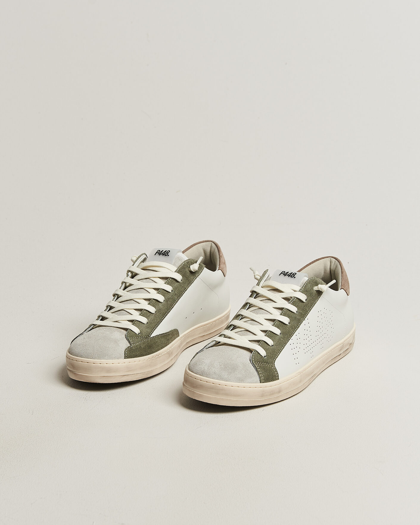 Mies | Tennarit | P448 | John Leather/Suede Sneaker White/Olive/Grey