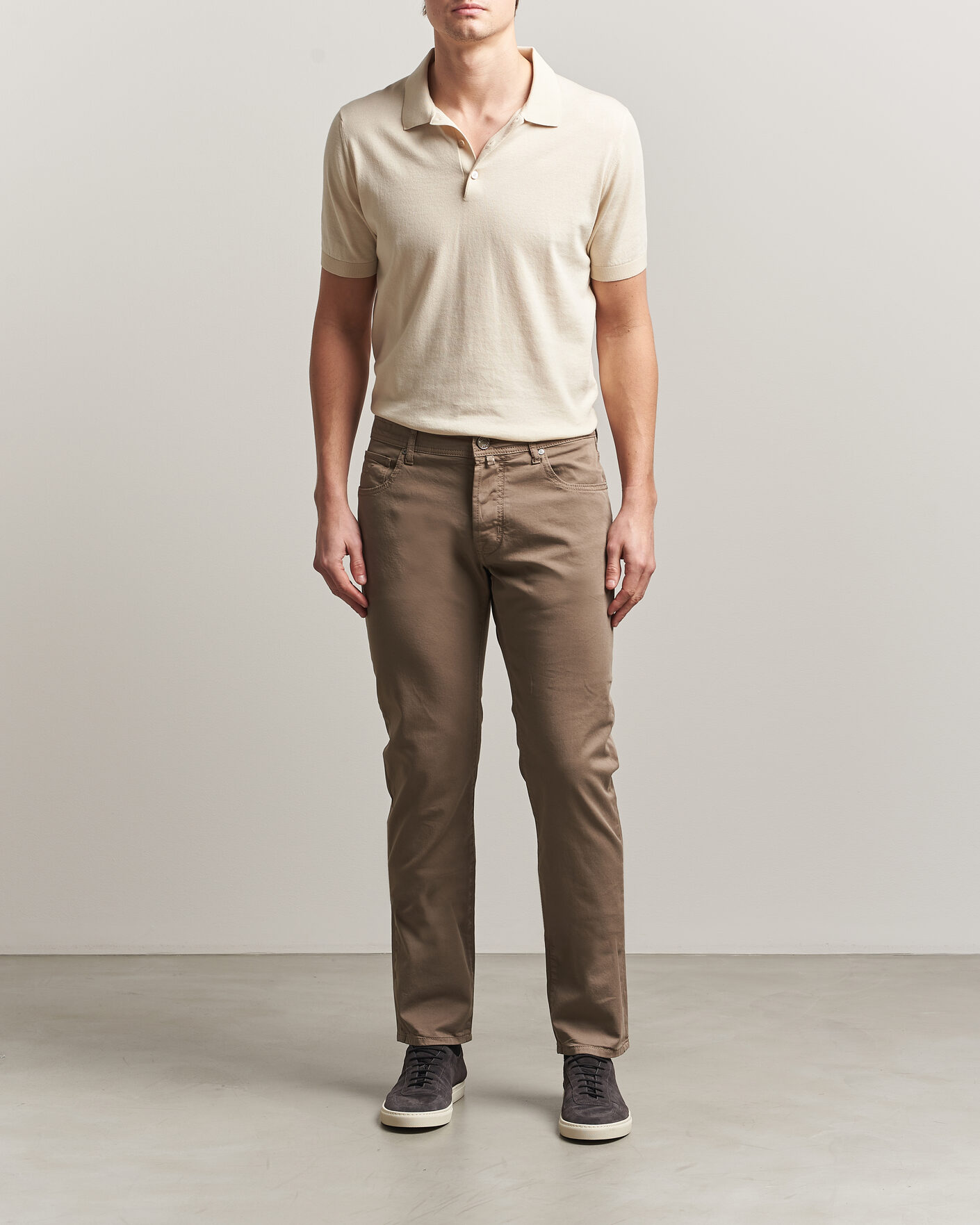 Mies | Housut | Jacob Cohën | Bard Garment Dyed Gabardine Trousers Khaki Beige